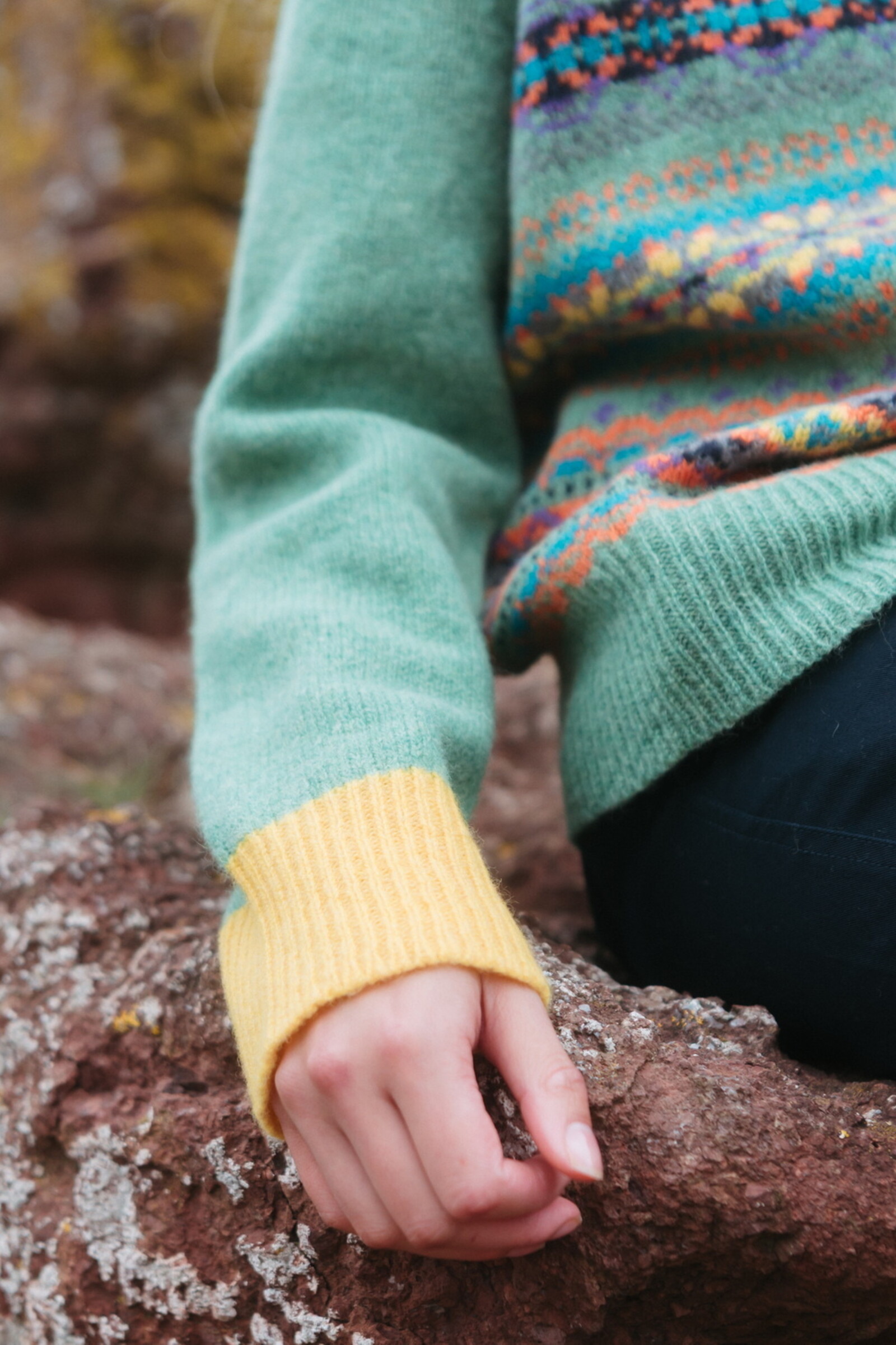 Eribé Eribé - Westray Block Sweater MacDuff | Colour Blocking Trui met Fair Isle Patroon van 100% Zachte Shetlandwol