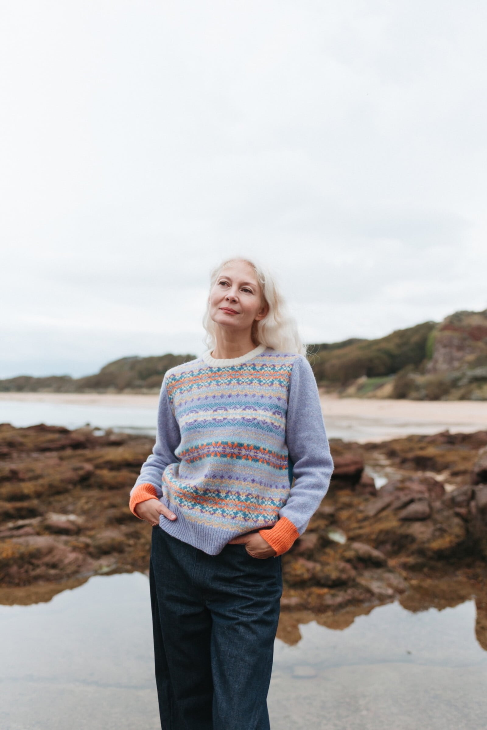 Eribé Eribé - Westray Block Sweater Balmoral | Pull Colour Block à Motif Fair Isle en 100% Laine de Shetland Douce