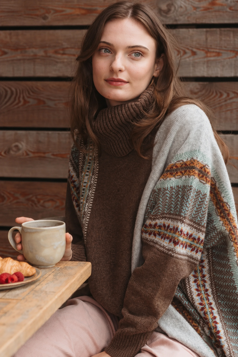 Eribé - Montrose Cowl Sweater Mushroom | Schotse Trui van 100% Merino Lamswol