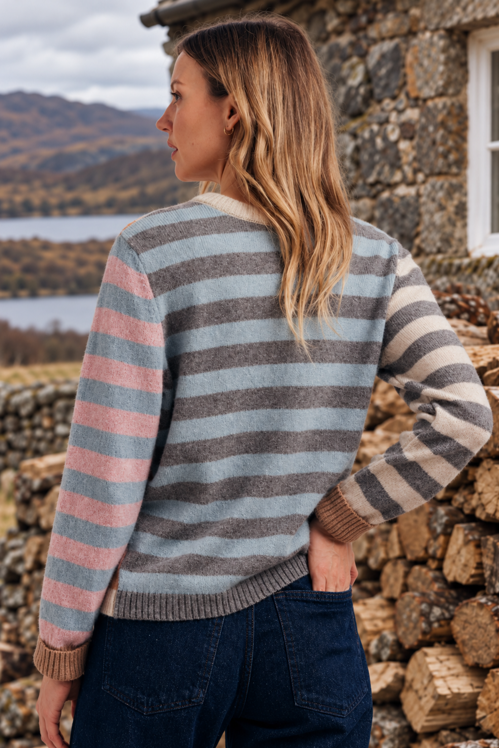 Eribé Eribé - Stobo Stripe Sweater Dapper | Striped Reversible Sweater in 100% Merino Lambswool