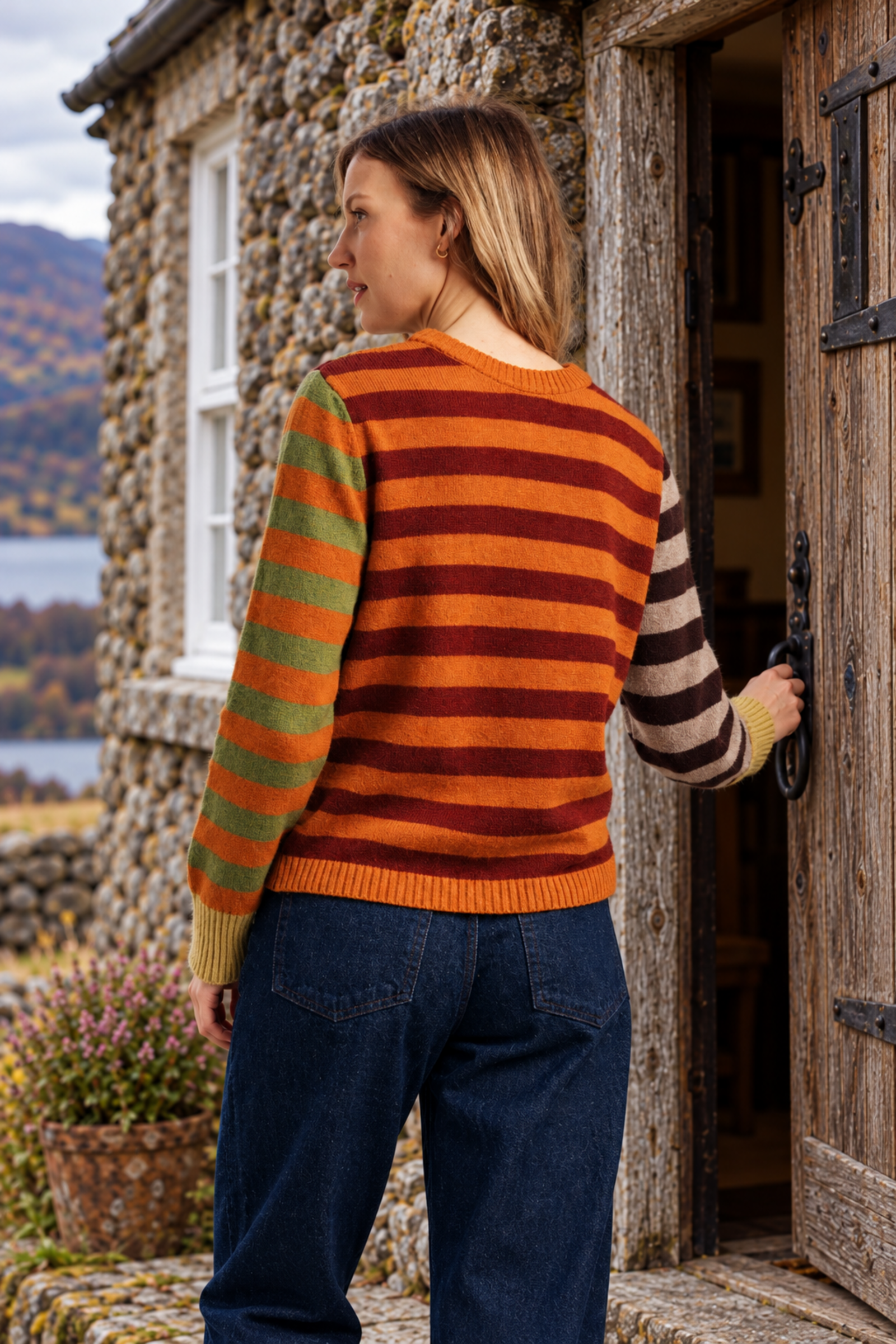 Eribé Eribé - Stobo Stripe Sweater Coorie | Pull Réversible à Rayures en 100 % Laine d'Agneau Mérinos