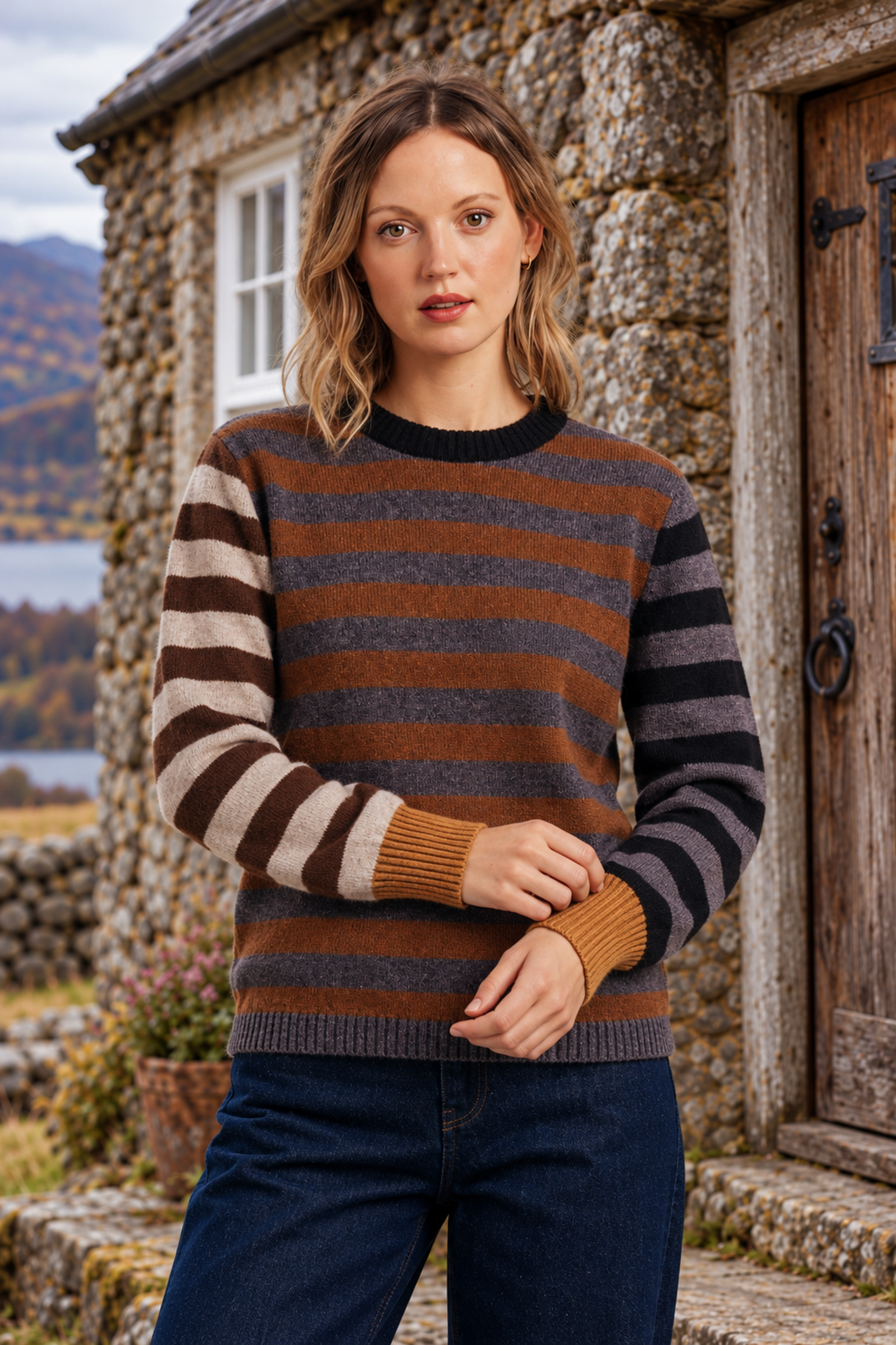 Eribé Eribé - Stobo Stripe Sweater Birlie | Gestreepte Reversible Trui van 100% Merino Lamswol