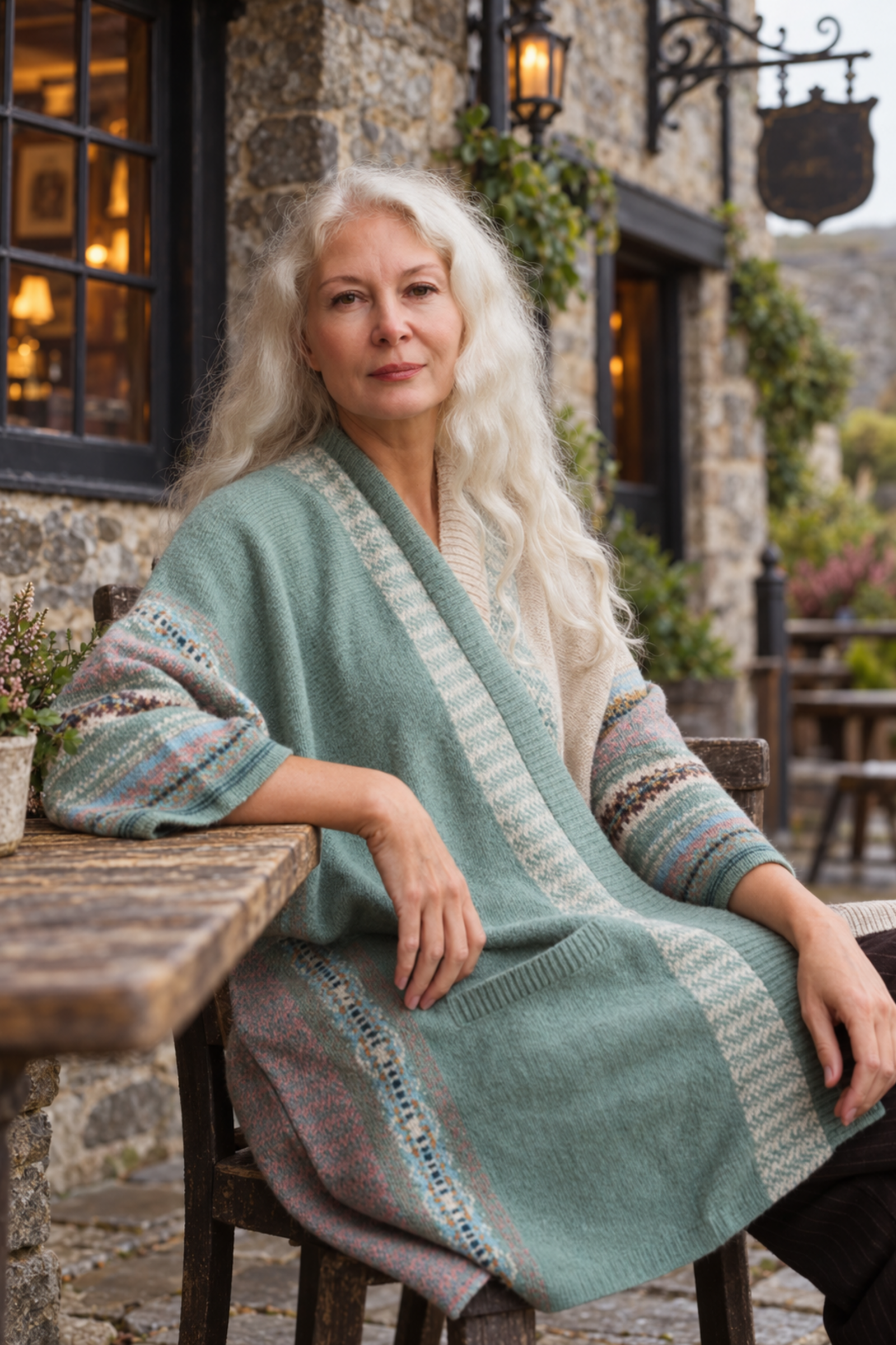 Eribé Eribé - Montrose Blanket Coat Sage | Veelzijdig Vest van 100% Merino Lamswol