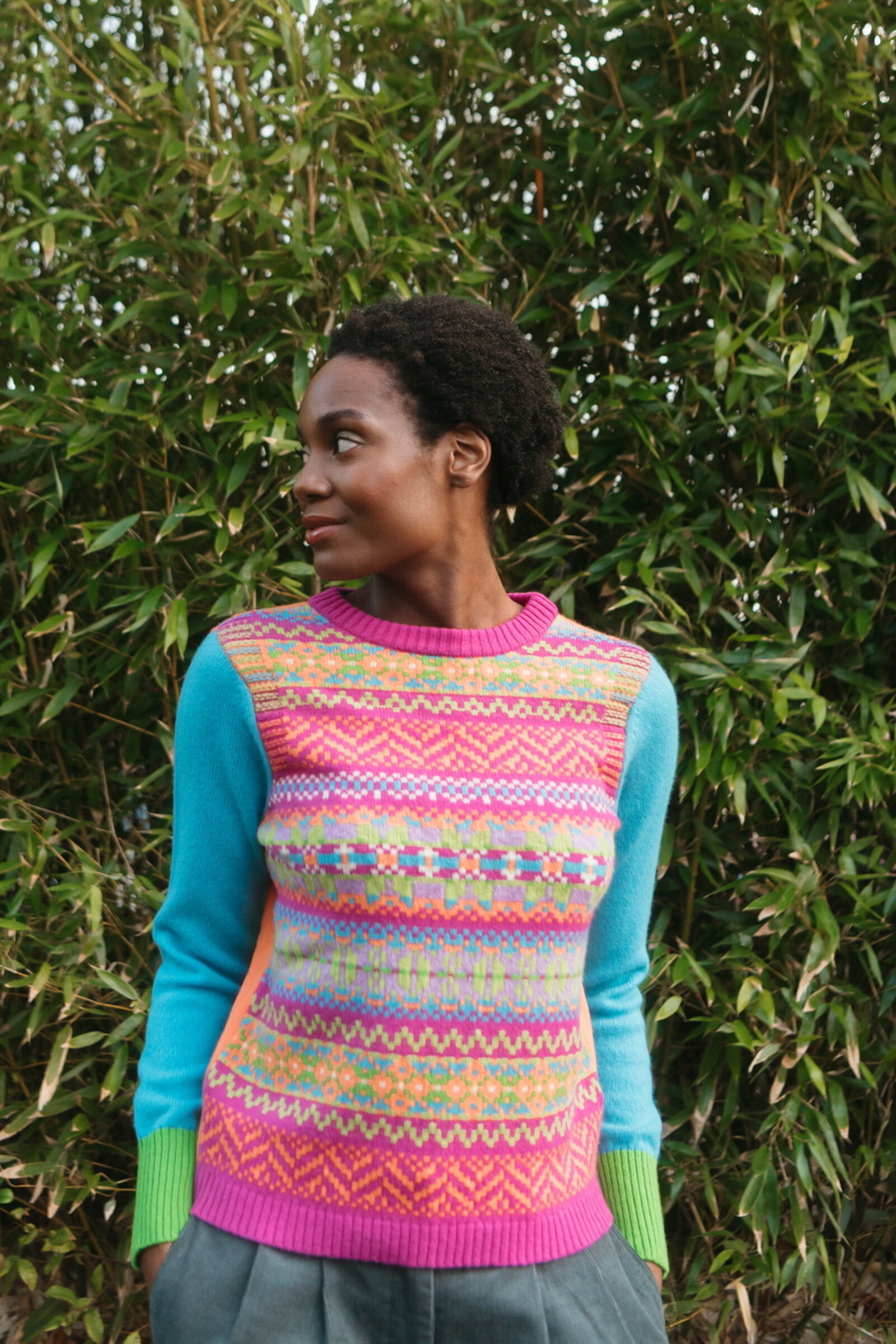 Eribé Eribé - Stobo Graffiti Sweater Crackin | Warme en Zachte Reversible Trui van 100% Merino Lamswol