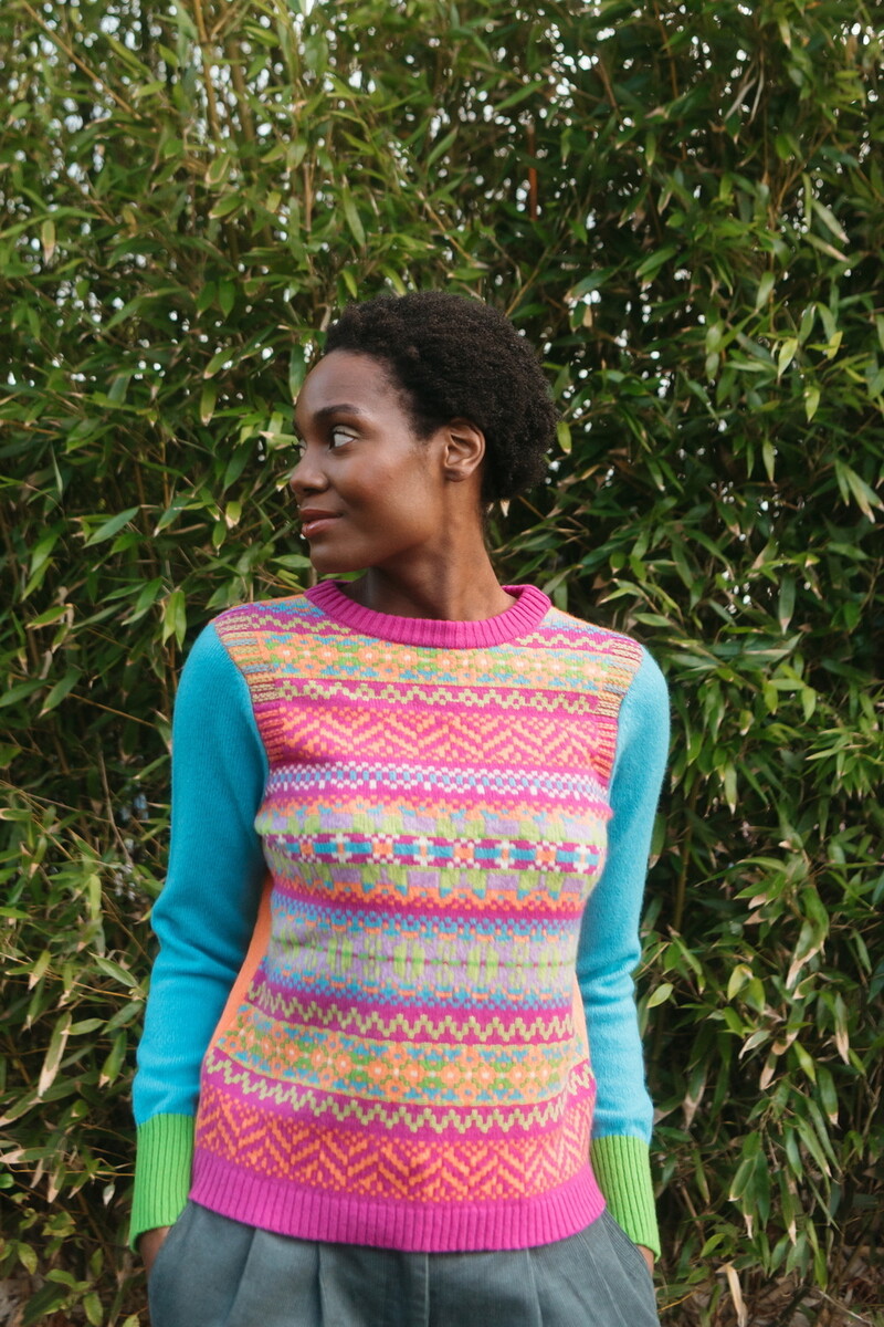 Eribé - Stobo Graffiti Sweater Crackin | Pull Réversible Chaud et Doux en 100 % Laine d'Agneau Mérinos