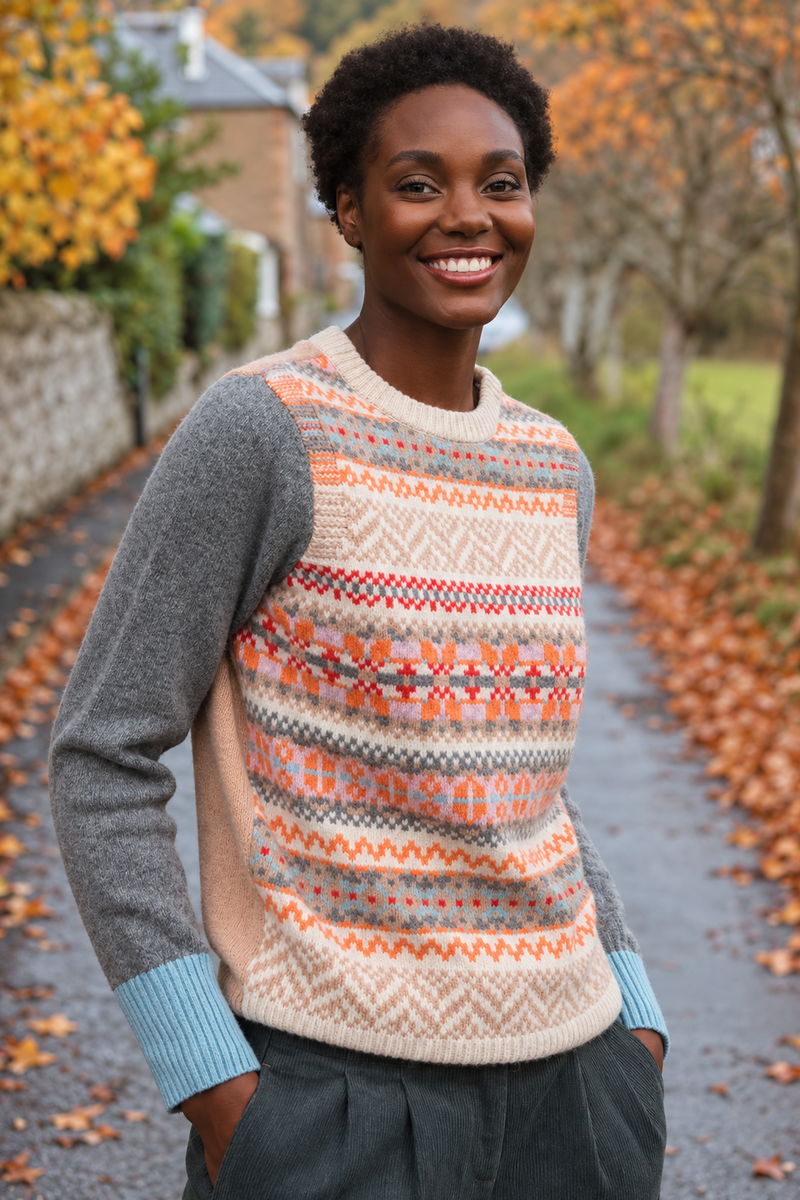 Eribé - Stobo Graffiti Sweater Dapper | Pull Réversible Chaud et Doux en 100 % Laine d'Agneau Mérinos