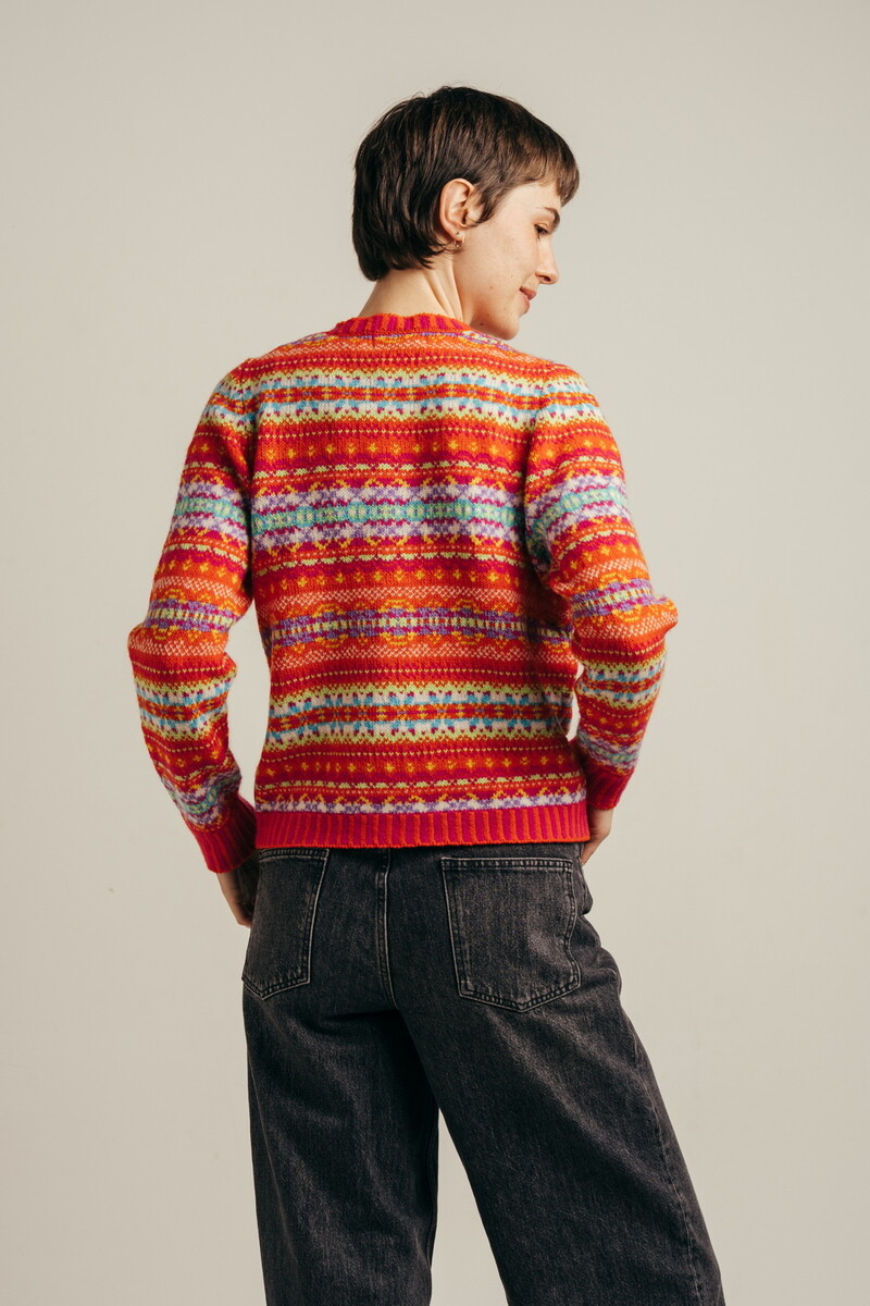 Eribé - Kinross Cardigan Flame | Cardigan in 100% Superfine RWS Merino Lambswool – Feels like Cashmere
