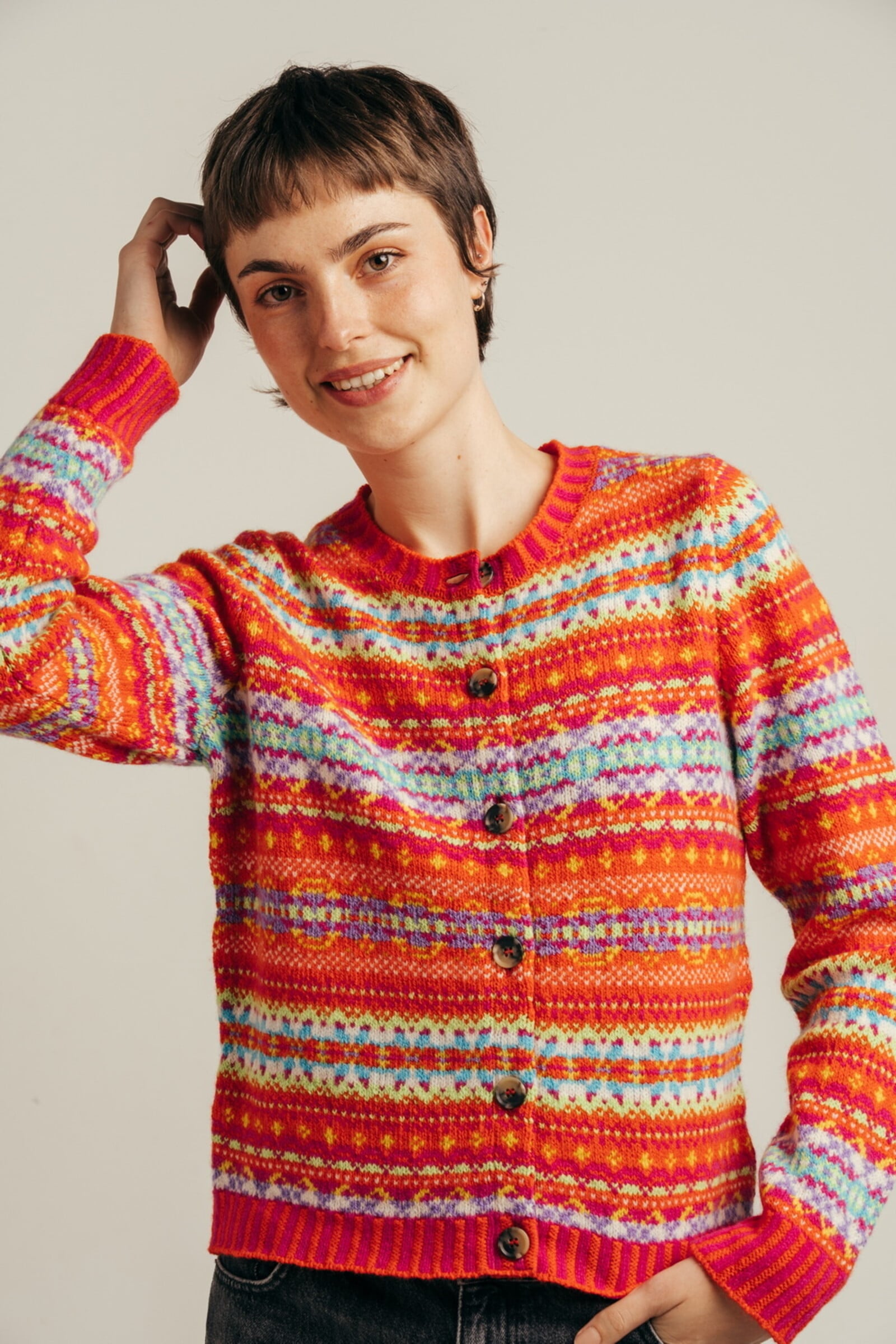 Eribé Eribé - Kinross Cardigan Flame | Cardigan in 100% Superfine RWS Merino Lambswool – Feels like Cashmere