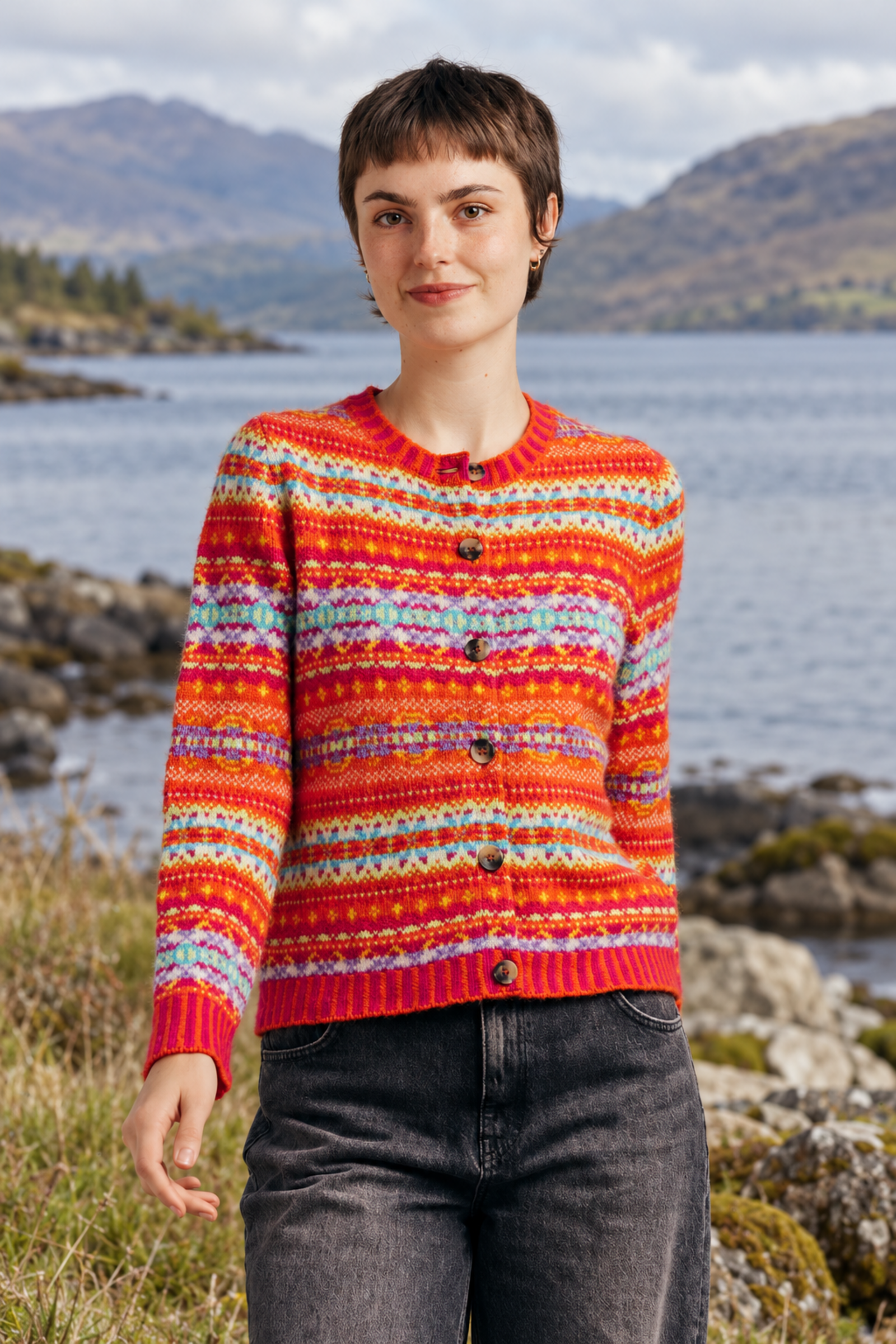 Eribé Eribé - Kinross Cardigan Flame| Vest van 100% Superfijne RWS Merino Lamswol – Voelt aan als Kasjmier