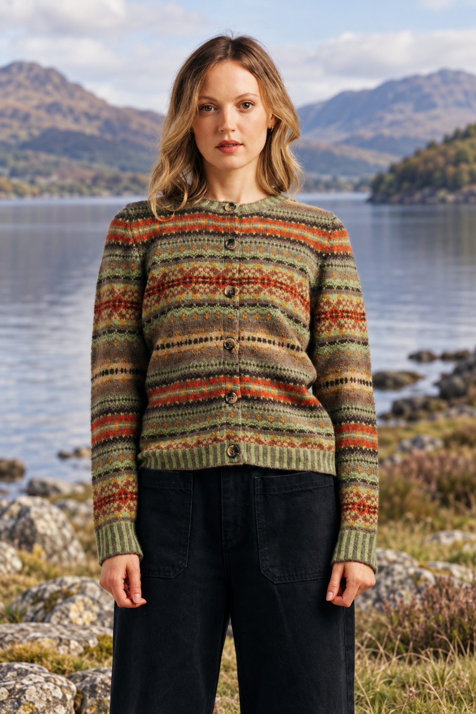 Eribé Eribé - Kinross Cardigan Pistachio | Strickjacke aus 100 % Superfeiner RWS-Merino-Lammwolle – Fühlt sich an wie Kaschmir