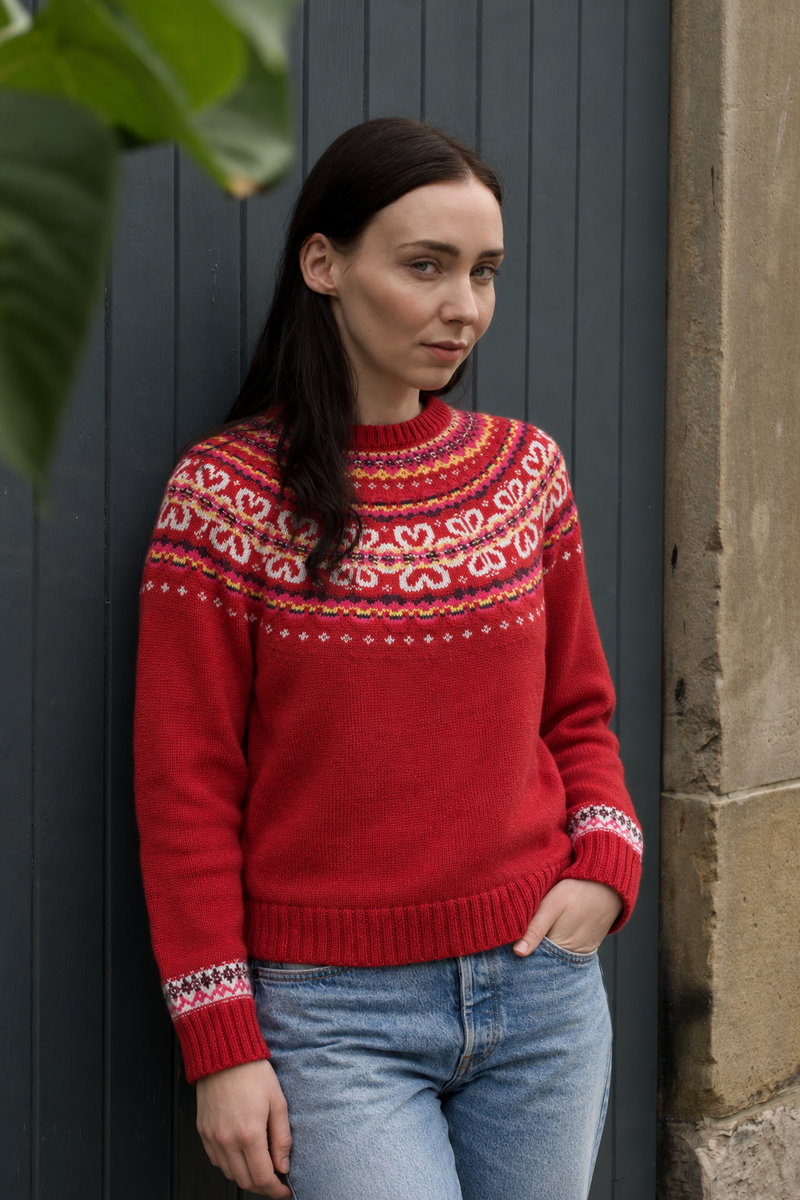 Eribé Evie Crew Neck Sweater Atlas |  Pull Rouge à 53% de Lin et à 47% de Coton Biologique