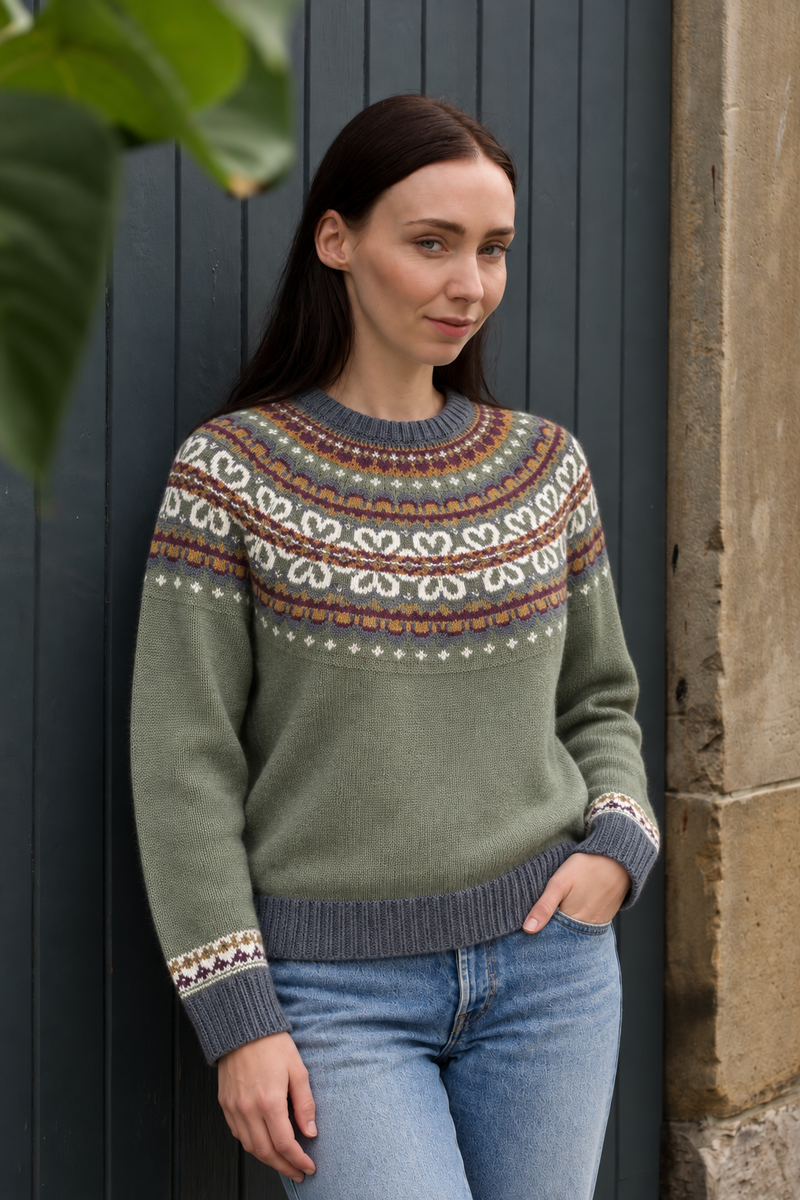 Eribé Evie Crew Neck Sweater Reef |  Groene Trui van 53% Linnen en 47% Biologisch Katoen