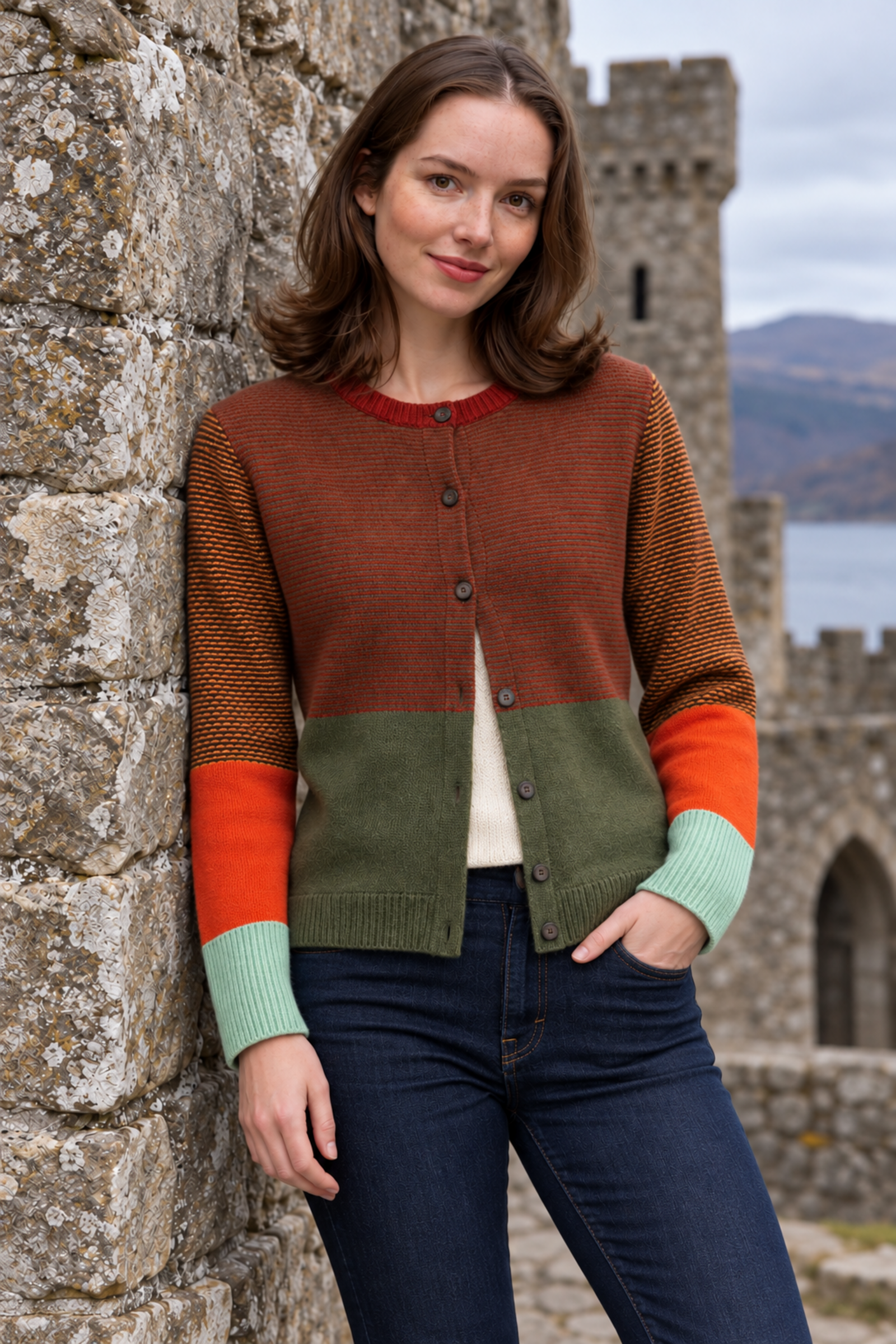 Eribé Eribé Melrose Tweed Cardigan Dundee |  Krachtig Vest van 100% Extrafijne Merinowol