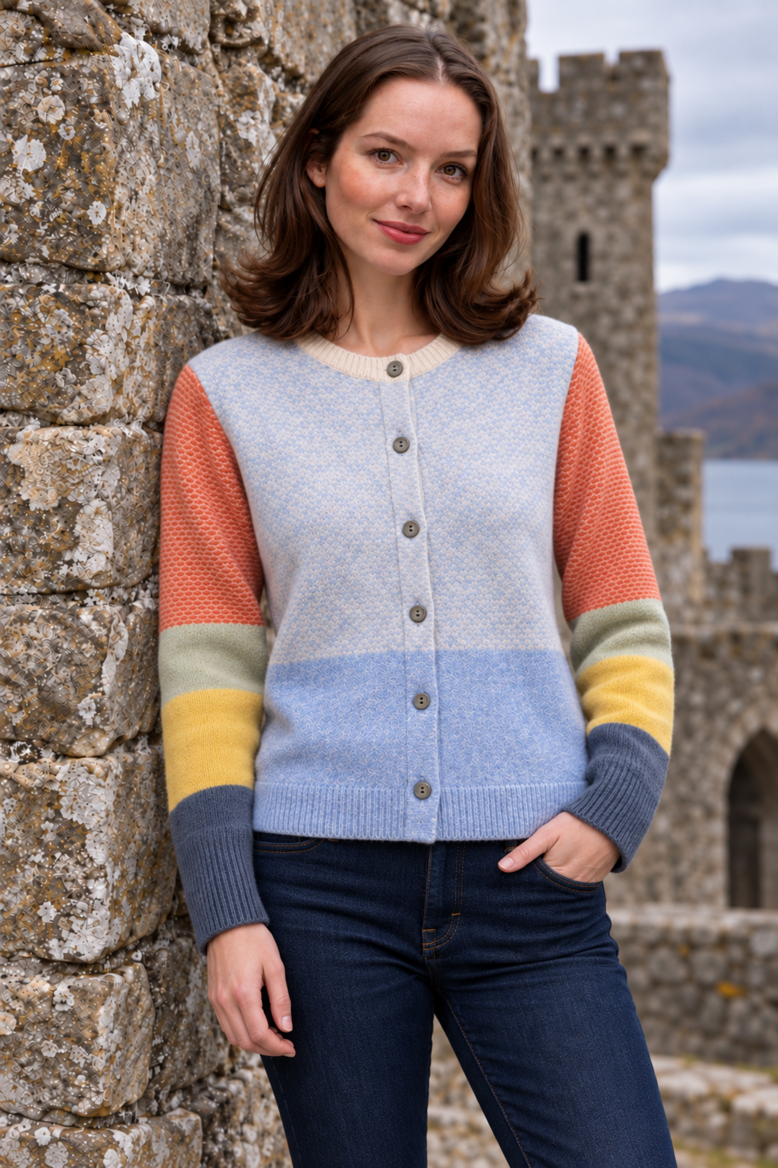 Eribé Eribé Melrose Tweed Cardigan Musselburgh |  Gilet de Caractère en 100% Extra Fine Laine Mérinos