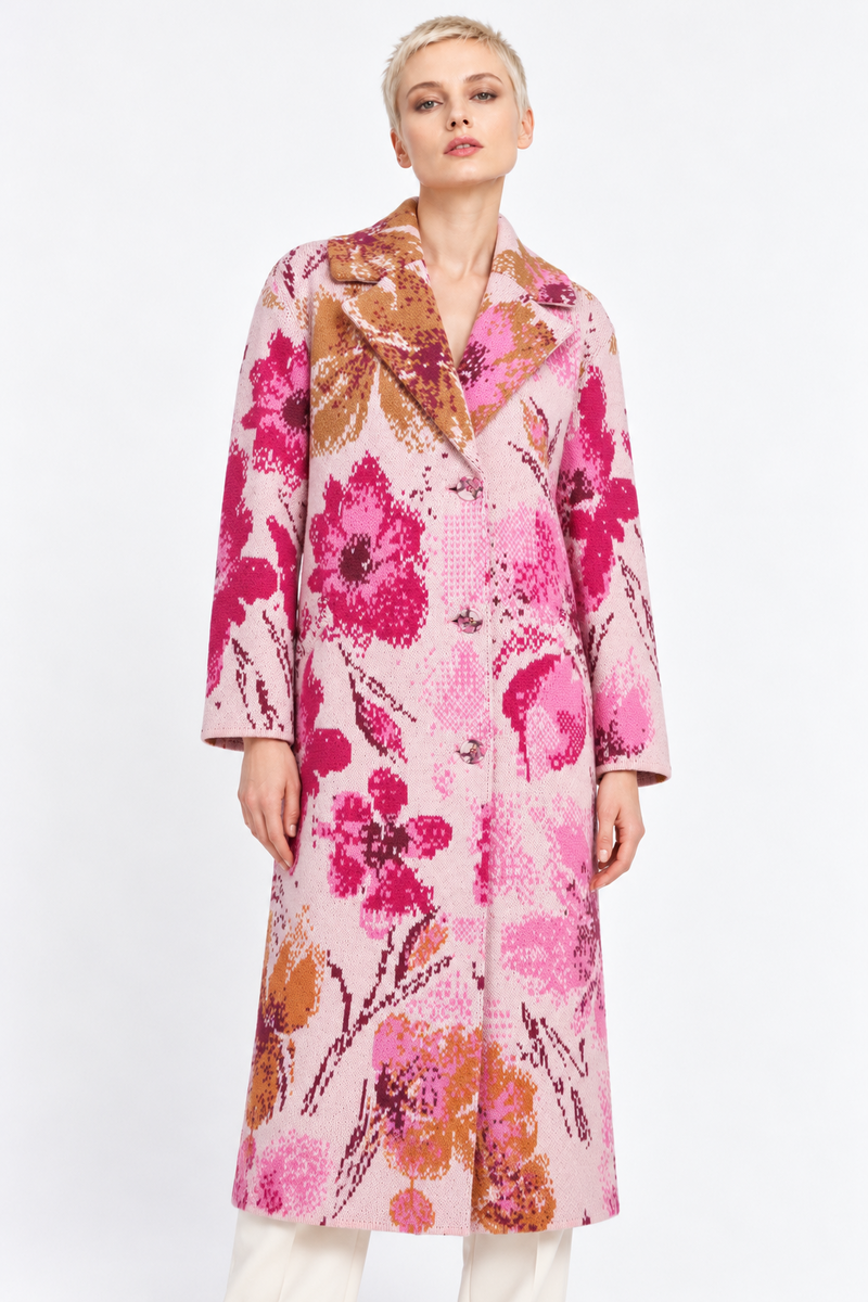 IVKO - Coat Petal for Armor Pattern Light Pink | Extravagante Mantel van 80% Wol en 20% Nylon