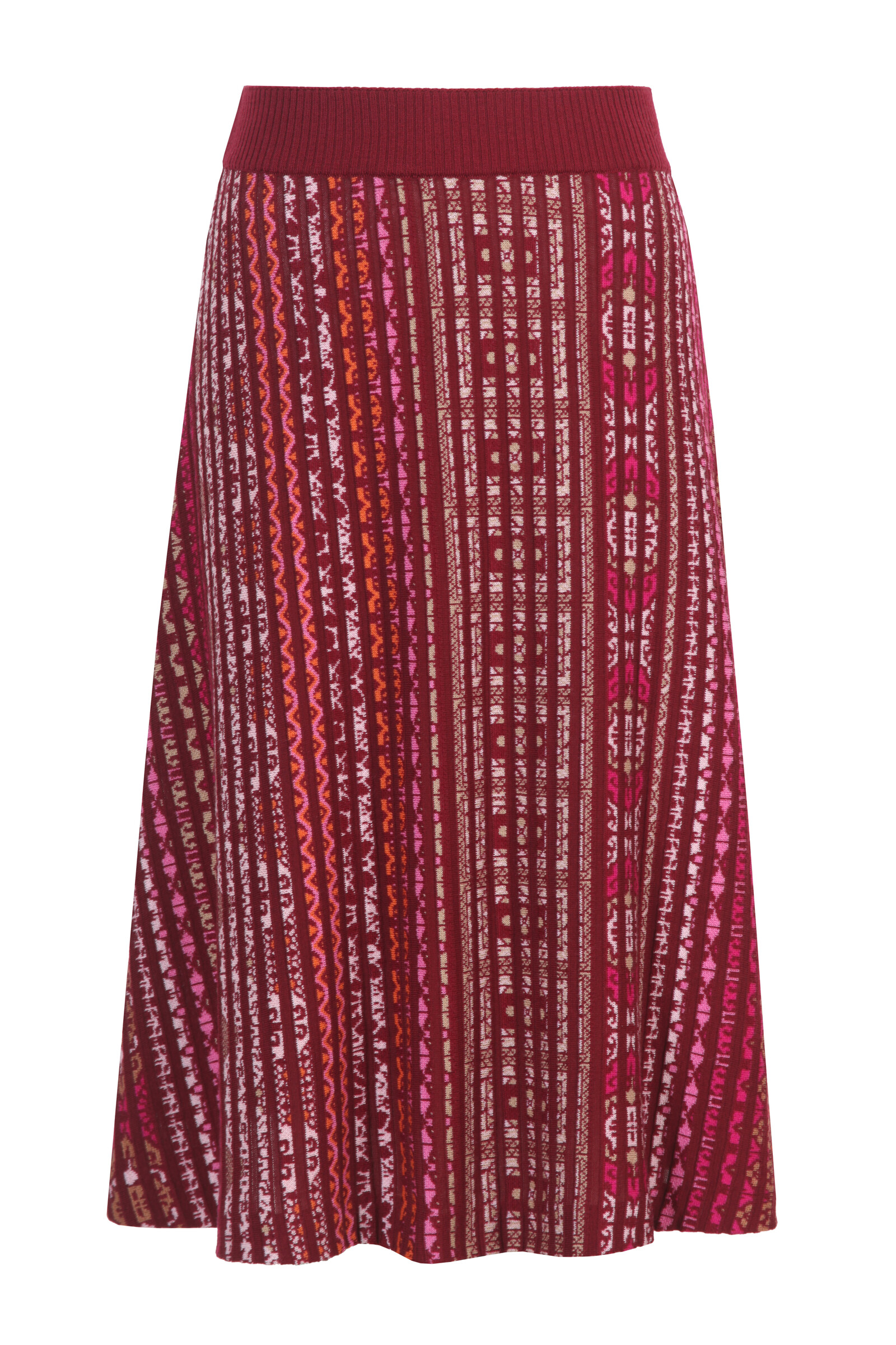 IVKO  Woman IVKO - Pleated Knit Skirt Azulejo Cherry | Indrukwekkende Kersenrode Rok met Portugese Motieven