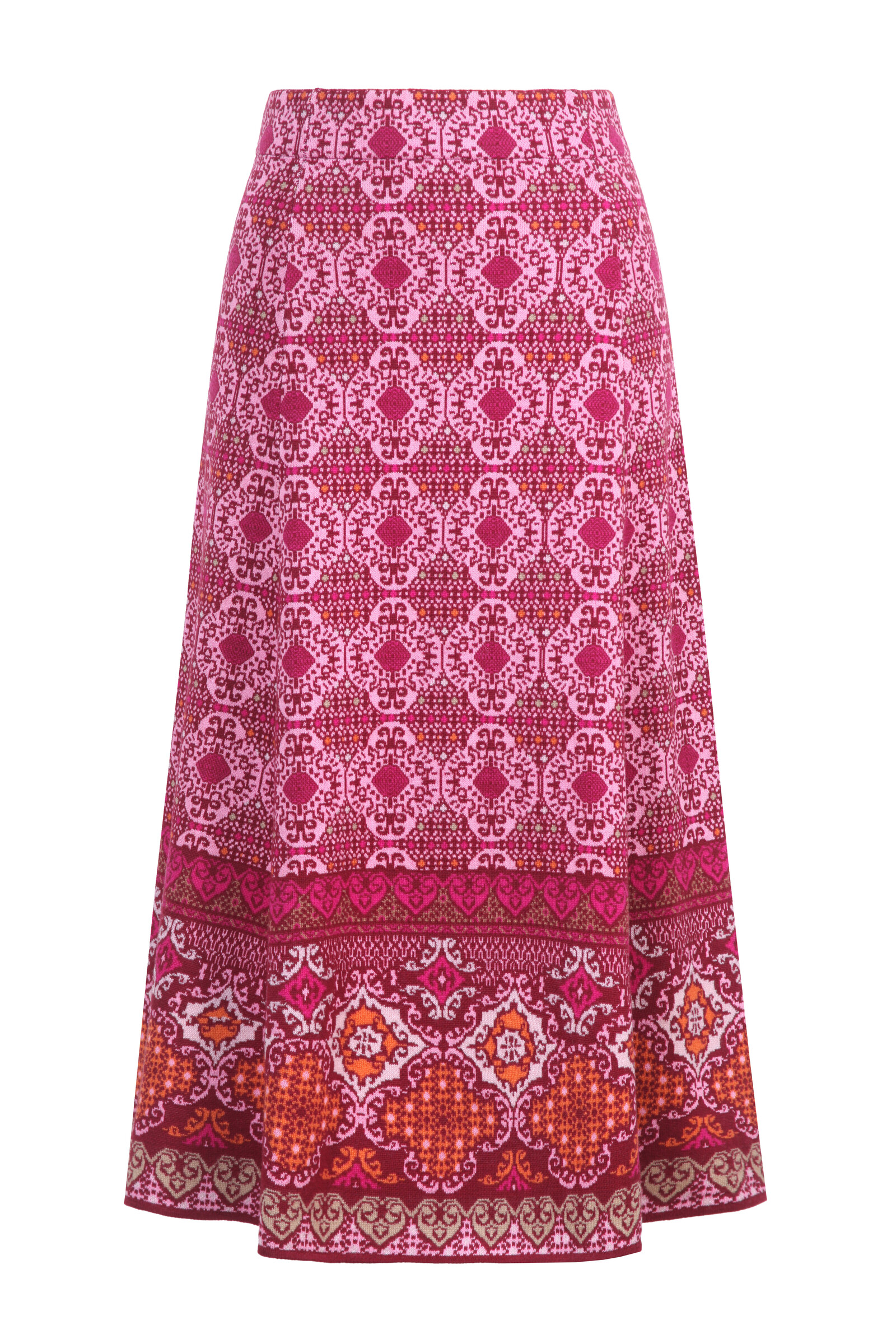 IVKO  Woman IVKO - Azulejo A-Line Knit Skirt Cherry | Stijlvolle Kersenrode Rok met Portugese Motieven