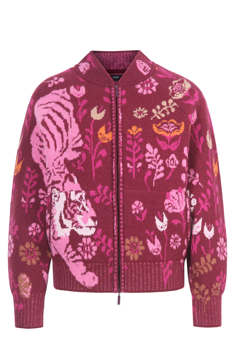 IVKO - Zip Jacket Feral Grace Cherry | Auffällige en Farbenfrohe Jacke mit Tigerprint