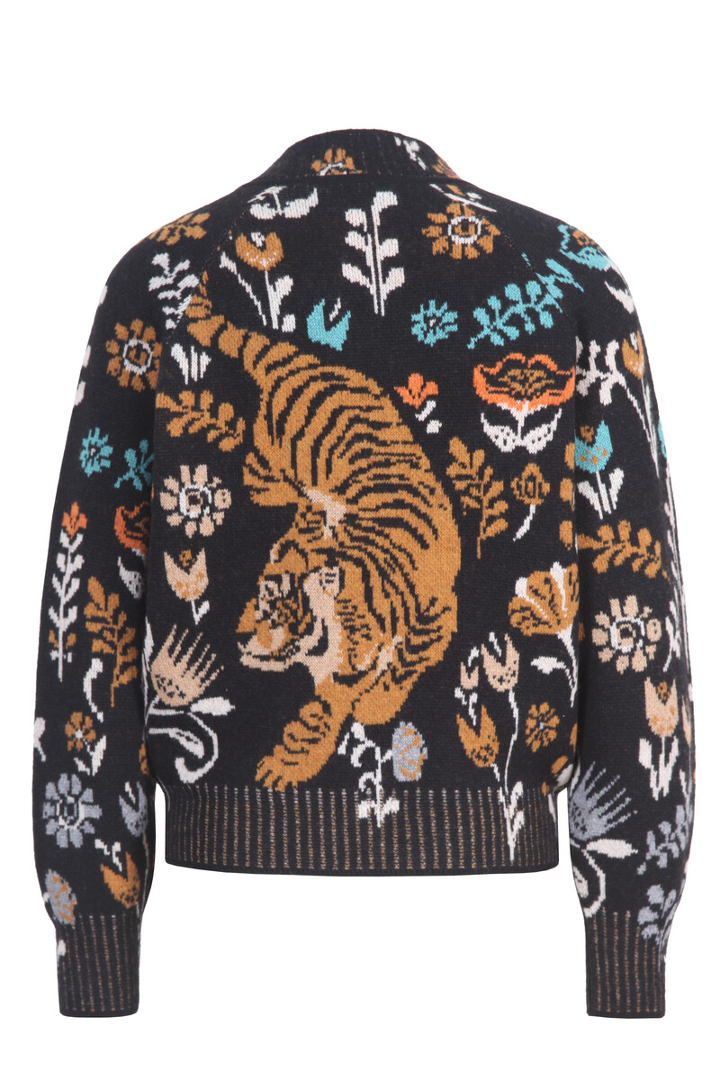 IVKO - Zip Jacket Feral Grace Black | Opvallend en Kleurrijk Jasje met Tijgerprint