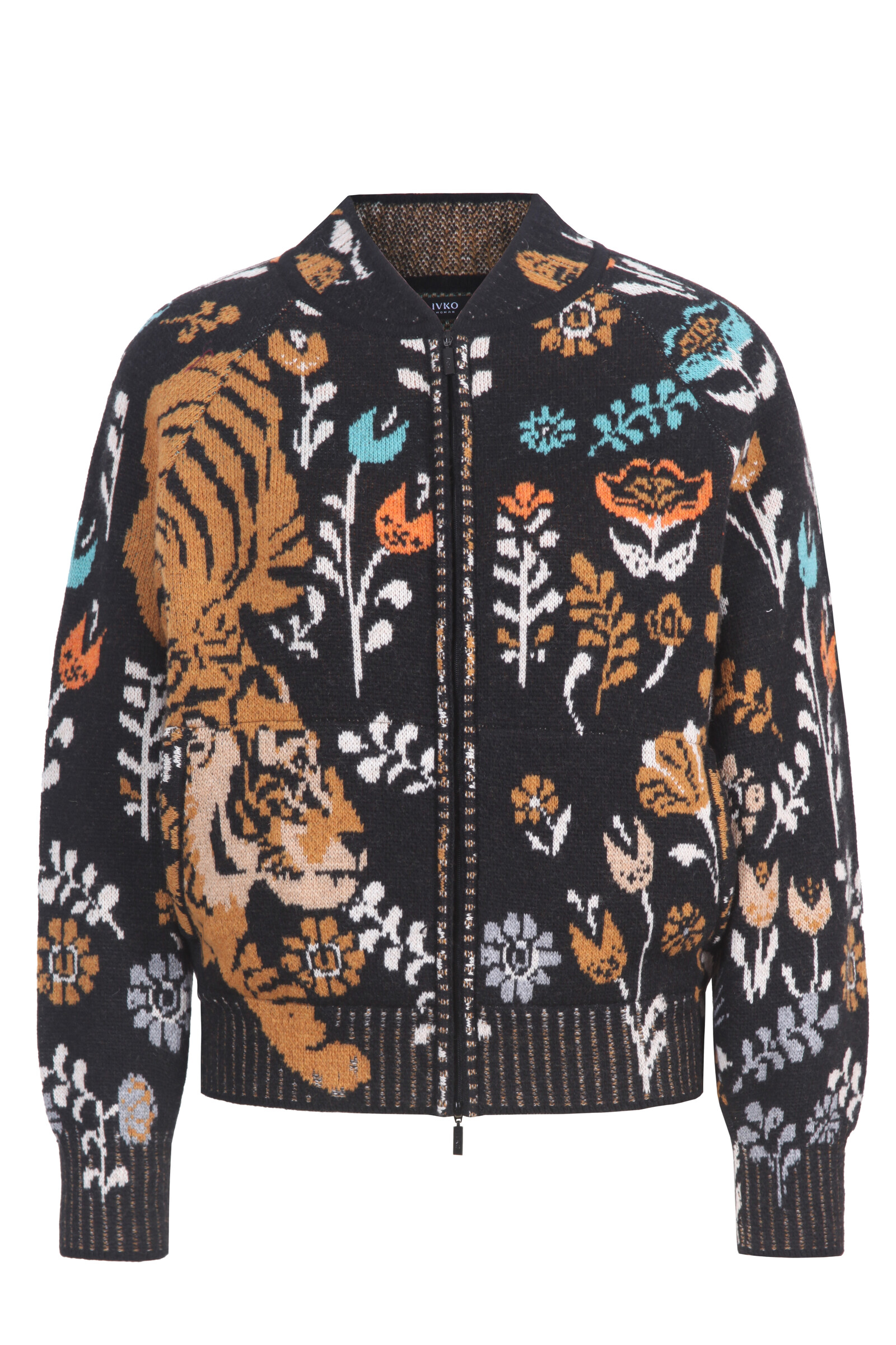 IVKO  Woman IVKO - Zip Jacket Feral Grace Black | Opvallend en Kleurrijk Jasje met Tijgerprint