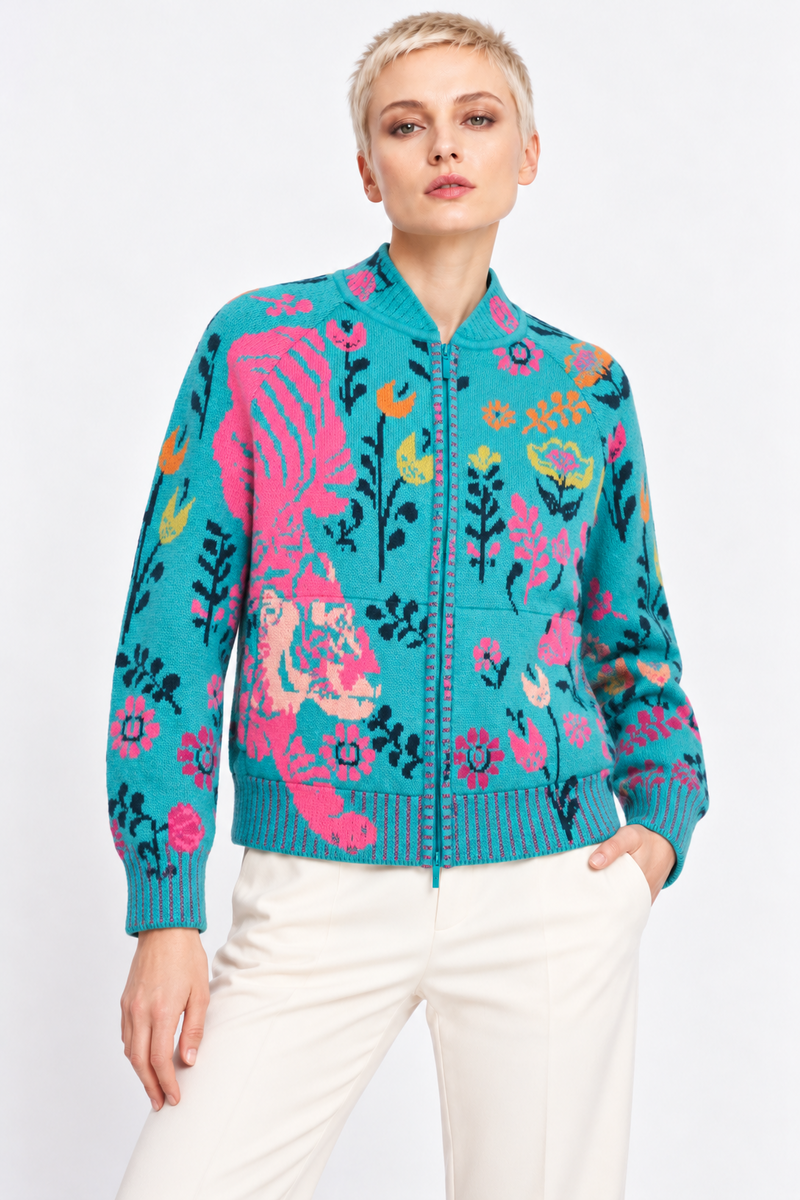 IVKO - Zip Jacket Feral Grace Adria | Opvallend en Kleurrijk Jasje met Tijgerprint