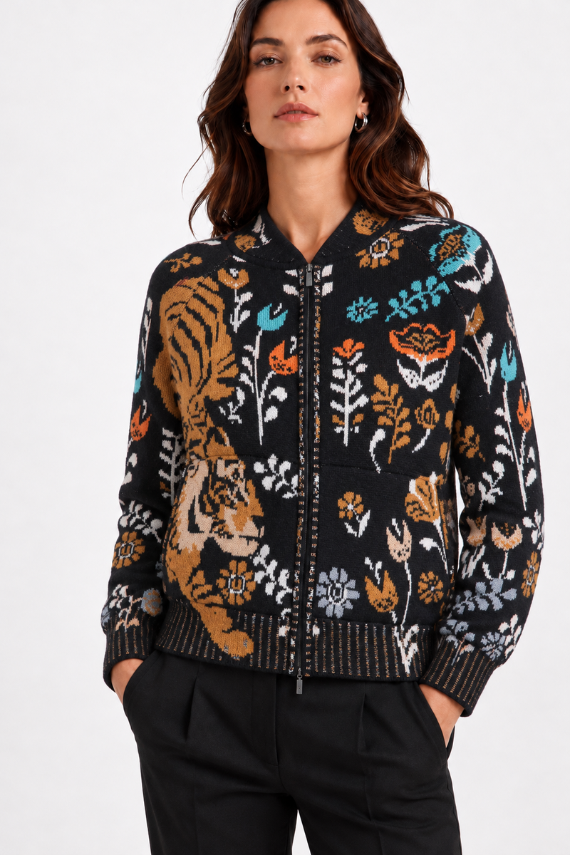 IVKO - Zip Jacket Feral Grace Black | Veste Colorée et Voyante à Imprimé Tigre