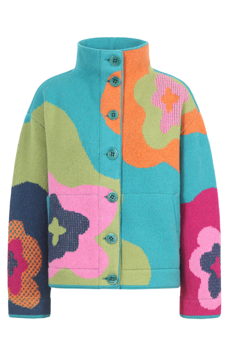 IVKO - Imprint Bloom Hip Jacket Adria | Veste Extravagante en 80 % Laine et 20 % Nylon
