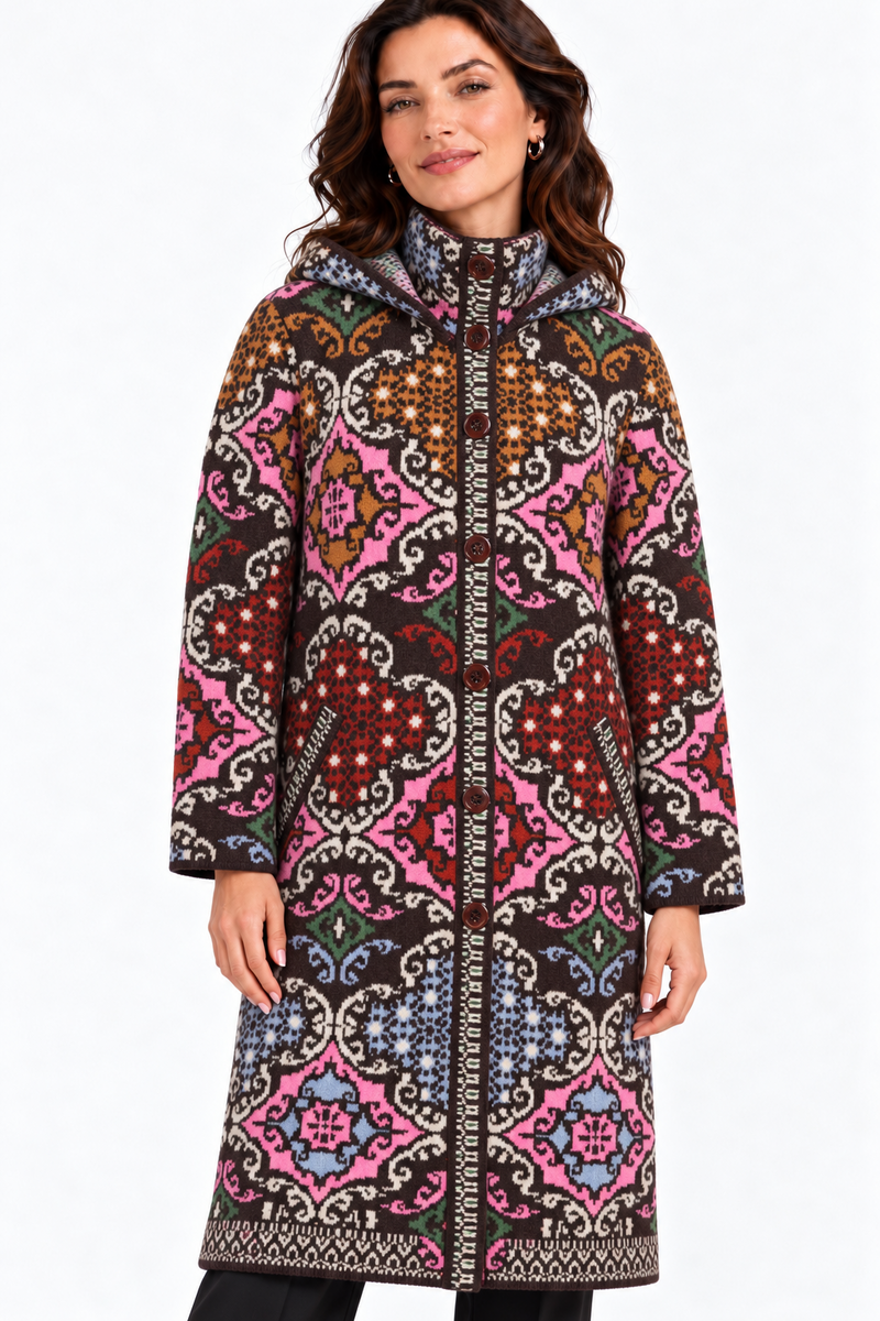 IVKO - Coat Azulejo Chocolate | Oogverblindende Mantel met Portugese Motieven