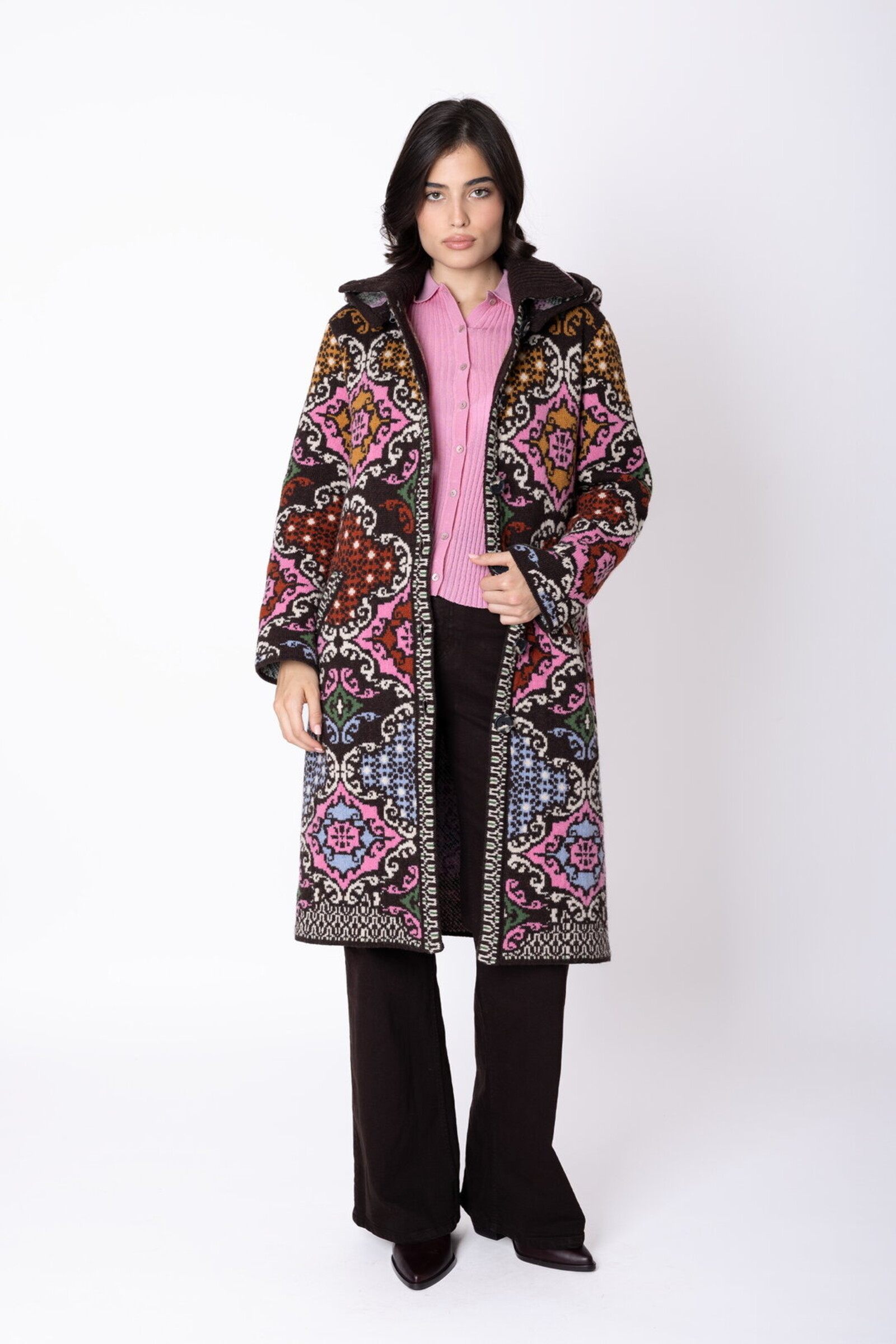 IVKO  Woman IVKO - Coat Azulejo Chocolate | Stunning Coat with Portuguese Motifs
