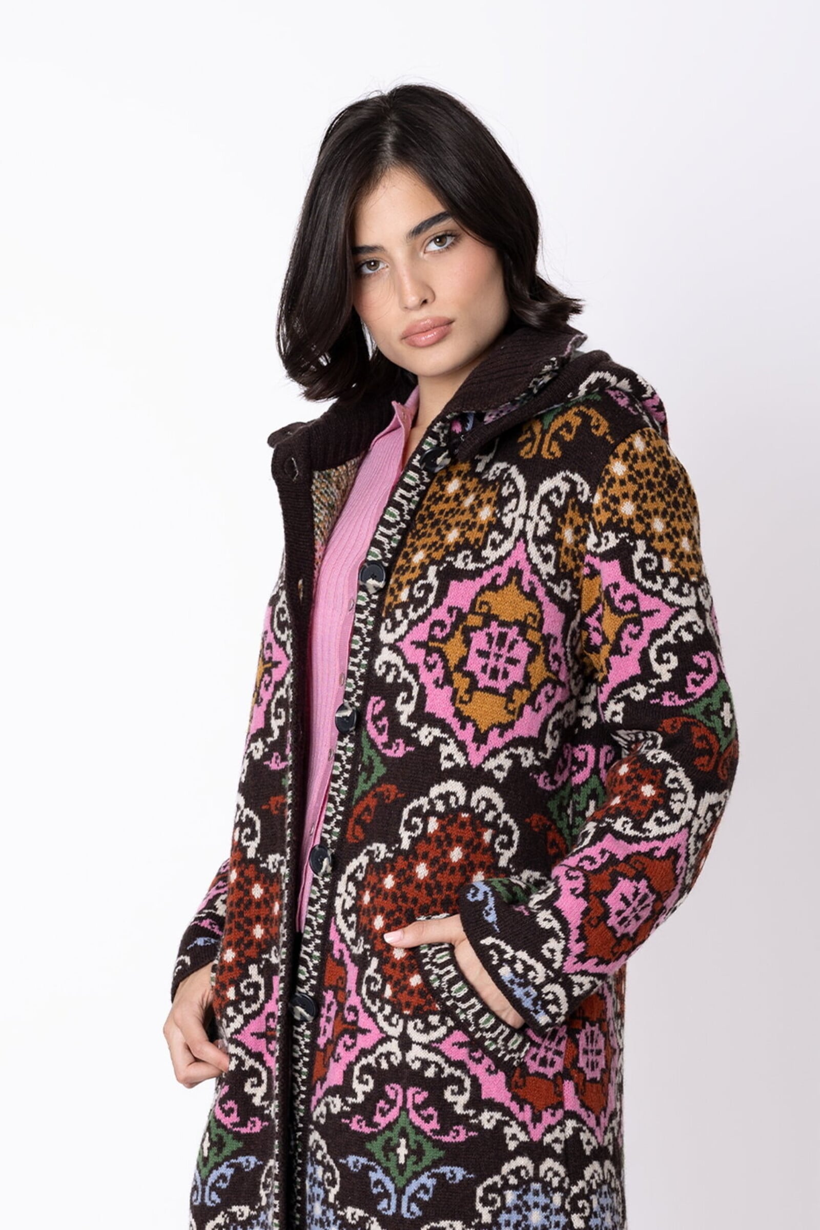 IVKO  Woman IVKO - Coat Azulejo Chocolate | Stunning Coat with Portuguese Motifs