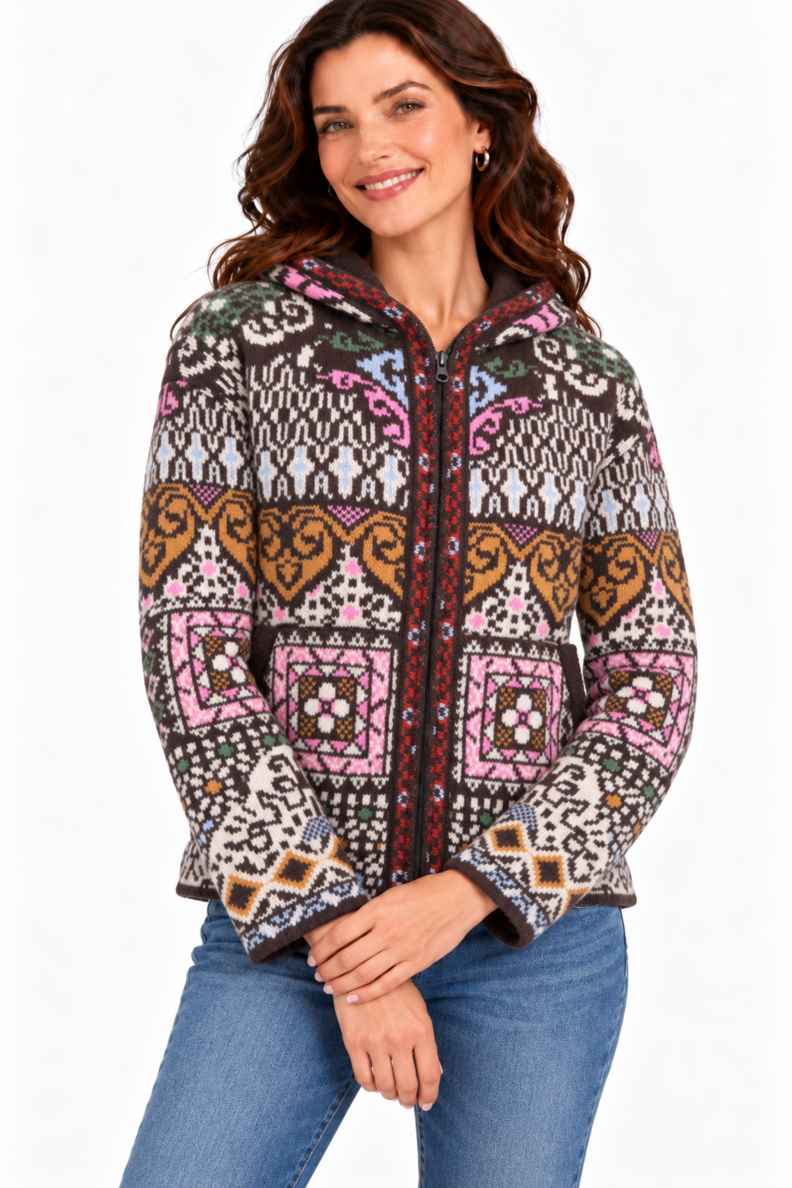 IVKO  Woman IVKO - Hip Jacket Azulejo Chocolate | Stunning Jacket with Portuguese Motifs