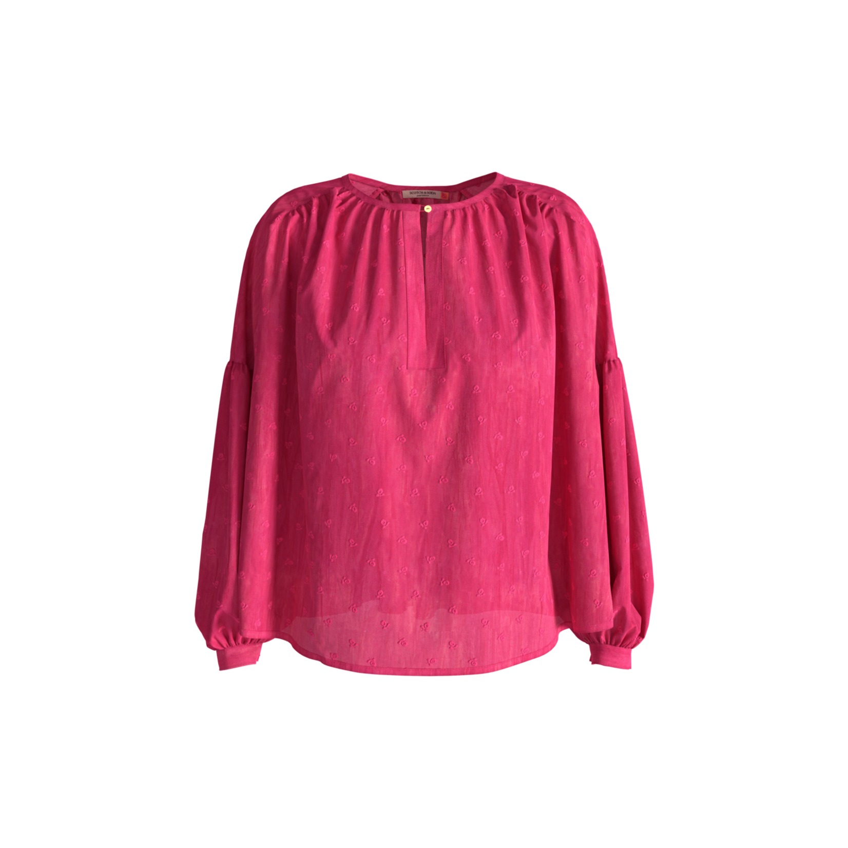 Scotch & Soda Voluminous popover with embroidery Pink punch