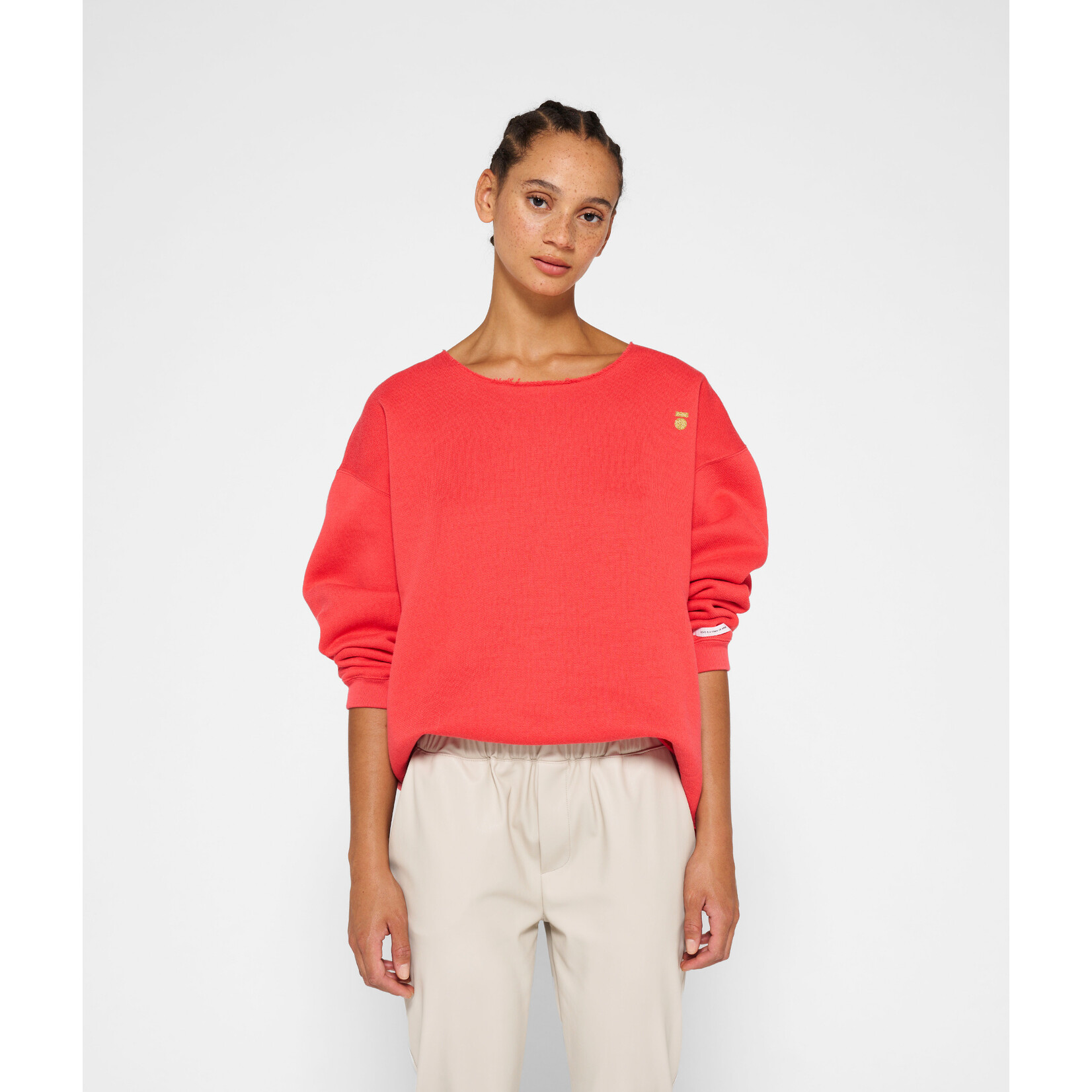 10Days Raw edge statement sweater Coral red