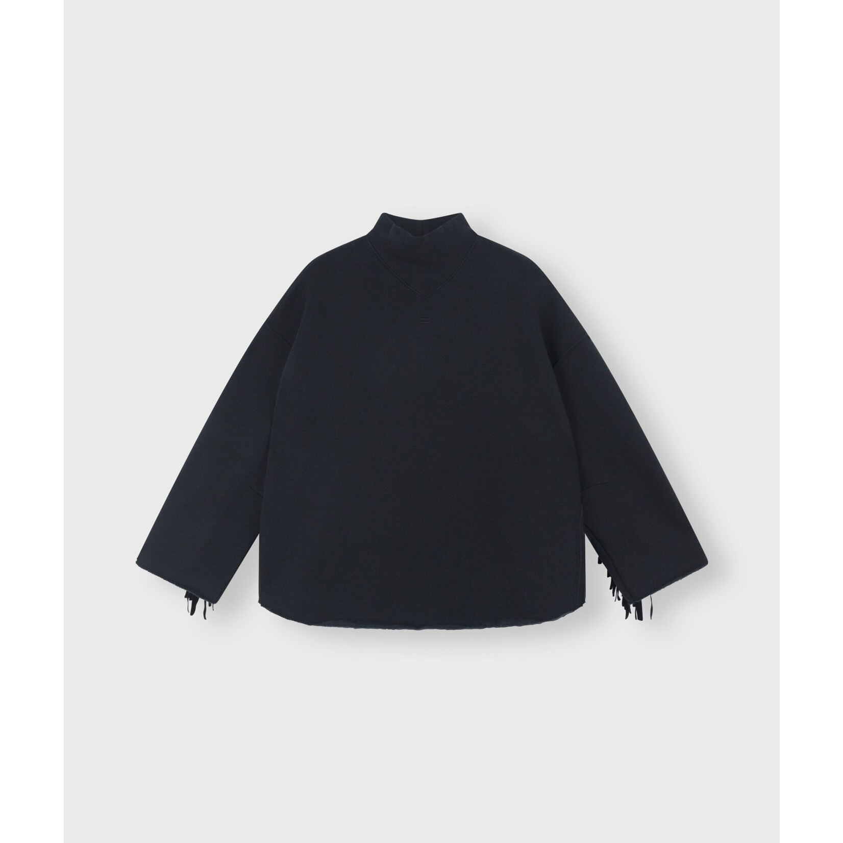 10Days High neck sweater fringe Black
