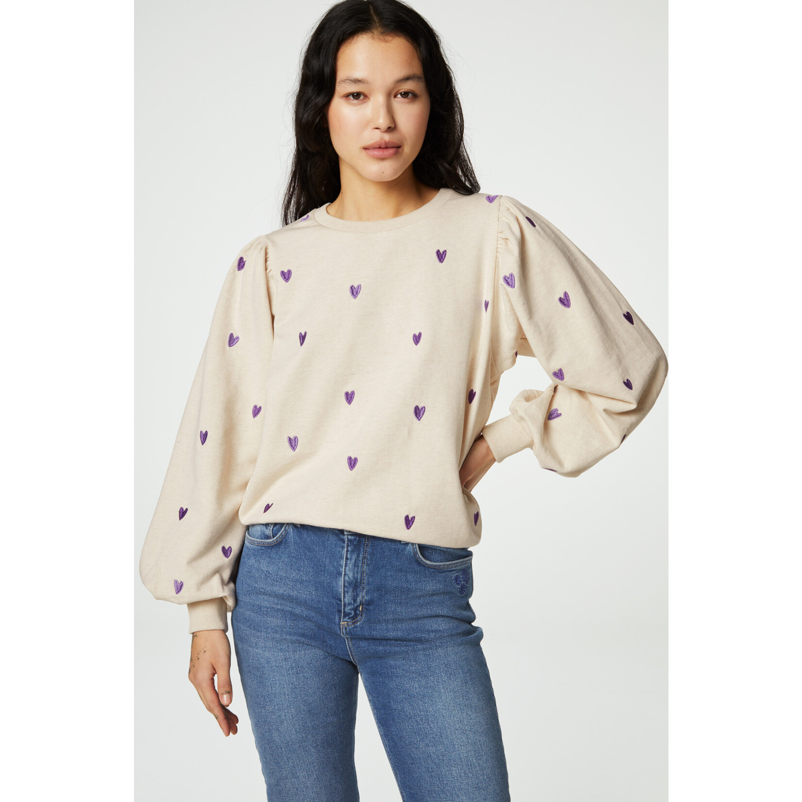 Fabienne Chapot Dina sweater Oatmeal / purple