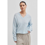 Second Female Brook knit loose v-neck Starlight blue