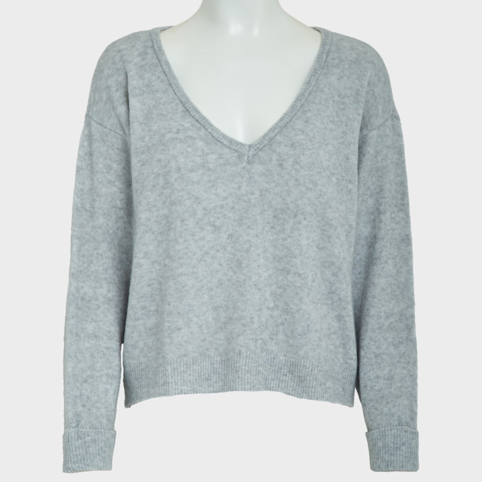 Minus Lilliane v neck knit pullover grey melange