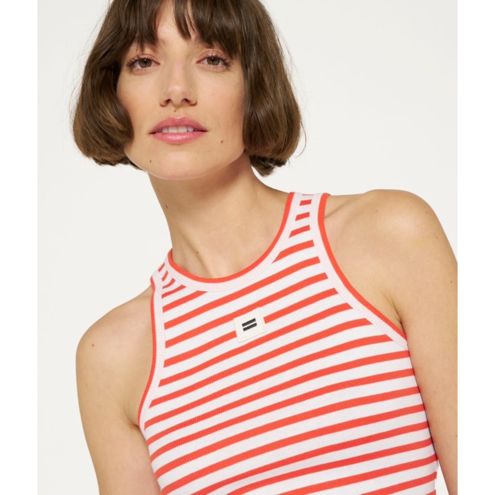 10Days Tank top rib stripe White-Popp