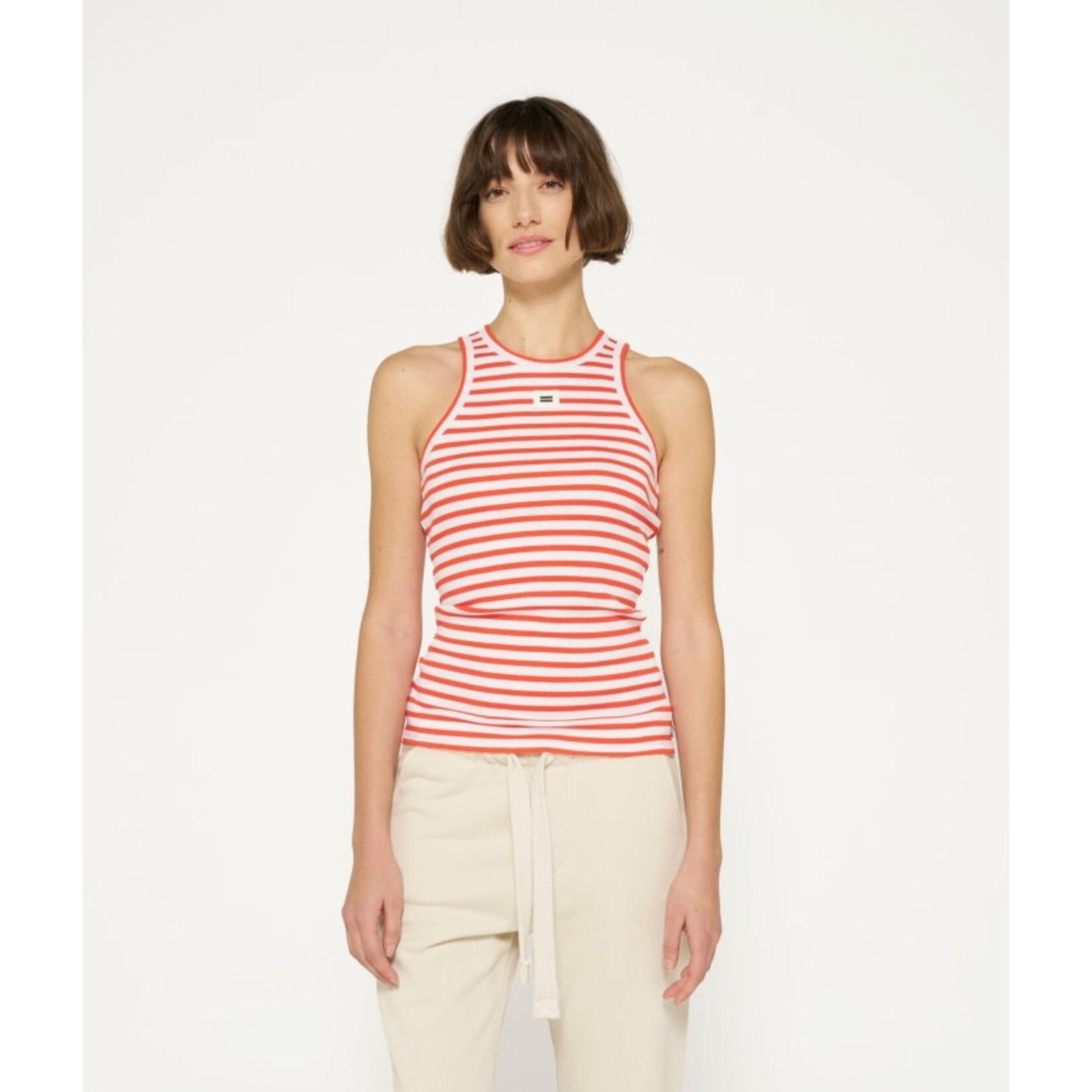 10Days Tank top rib stripe White-Popp