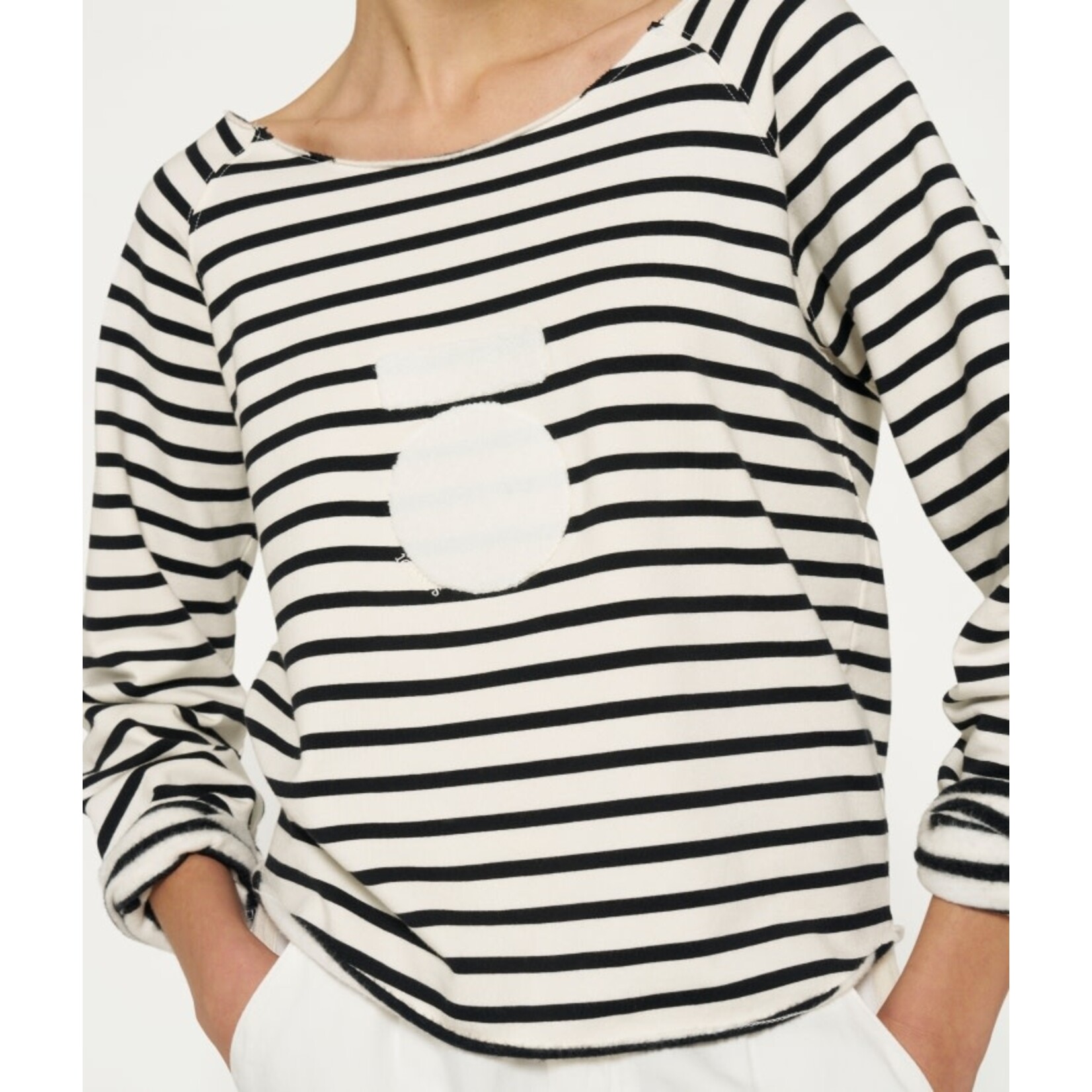 10Days Cropped icon sweater stripes Ecru/black