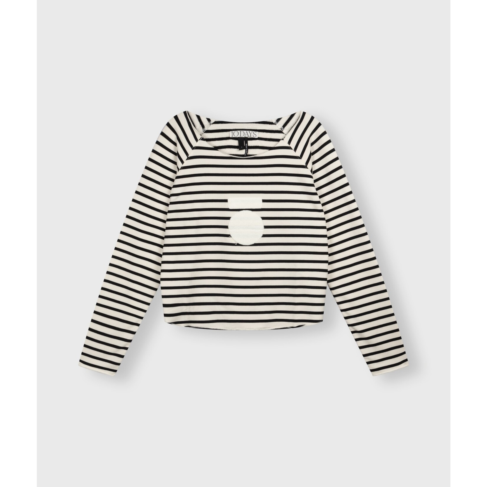 10Days Cropped icon sweater stripes Ecru/black