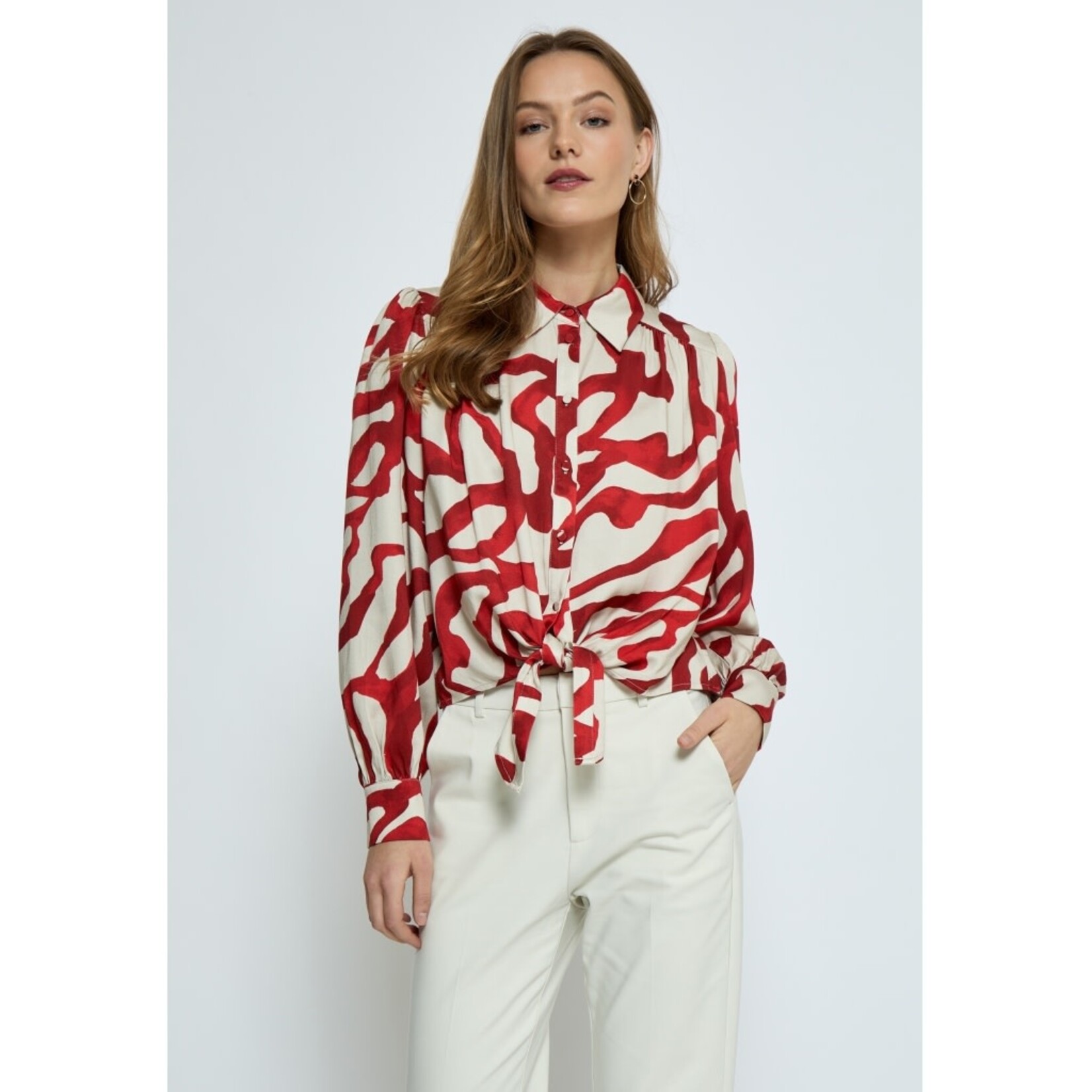 Minus Jessie tie shirt Barn red print