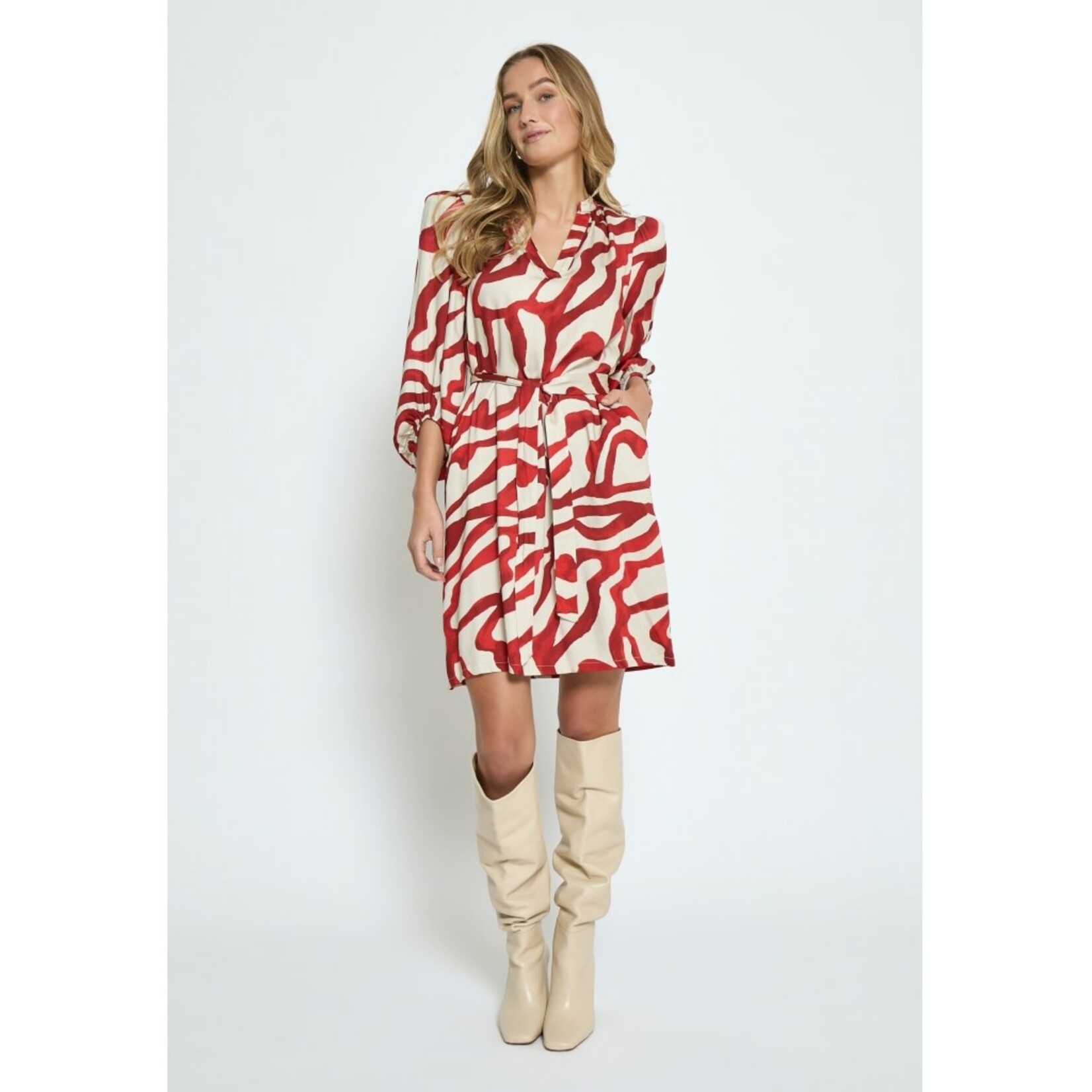 Minus Jassie wide short dress Barn red print