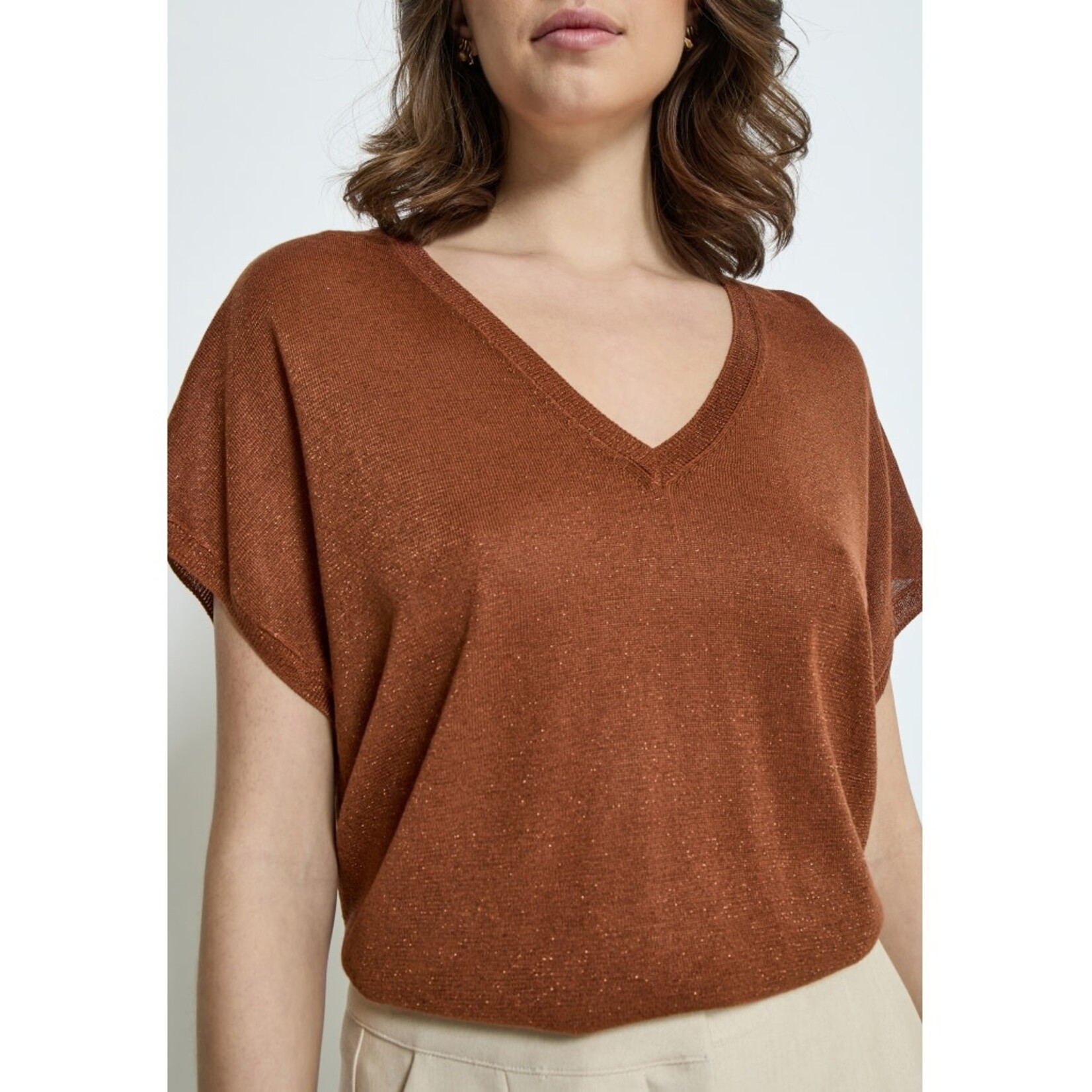 Minus Carlina batsleeve knit tee Desert sand metal