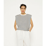 10Days Padded proud tee stripes Ecru/black