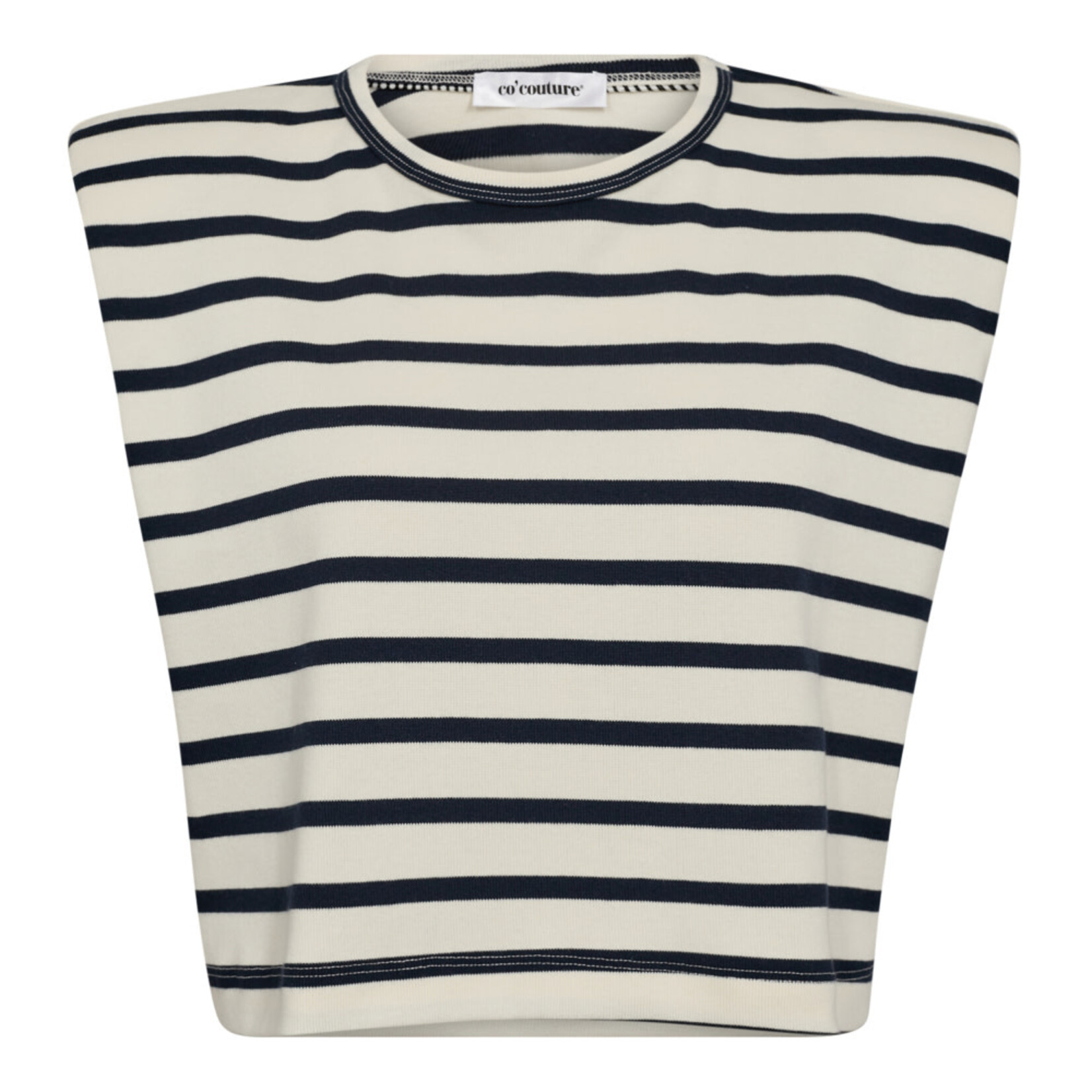 Co'couture Classic stripe crop tee Off white
