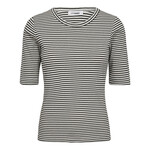 Co'couture Sara stripe rib tee White/black