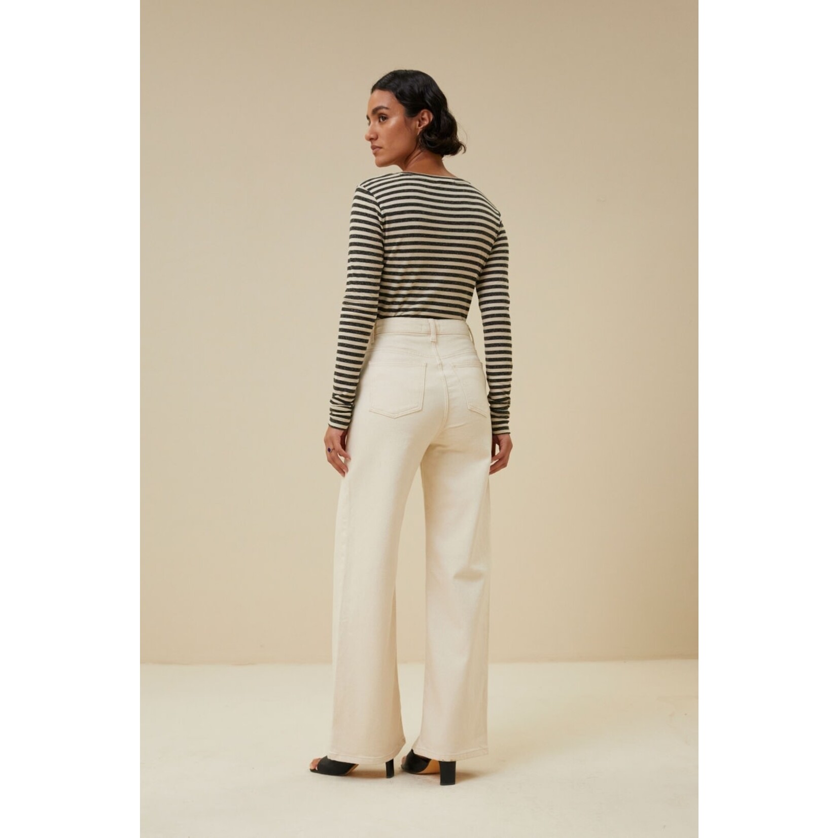 By-Bar Basic ls stripe top Chalk