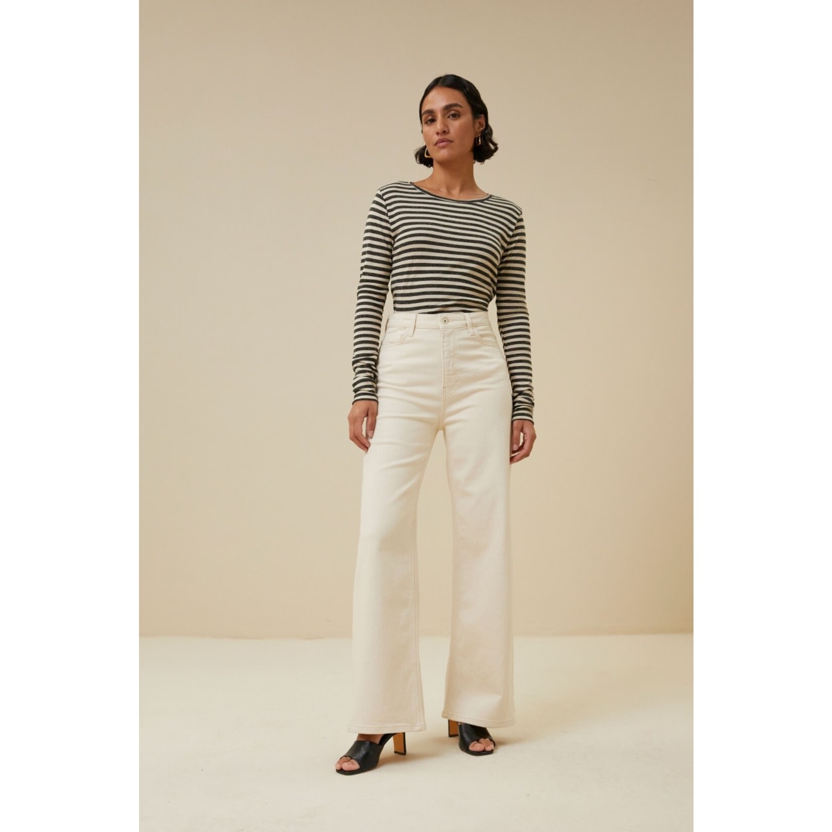 By-Bar Basic ls stripe top Chalk