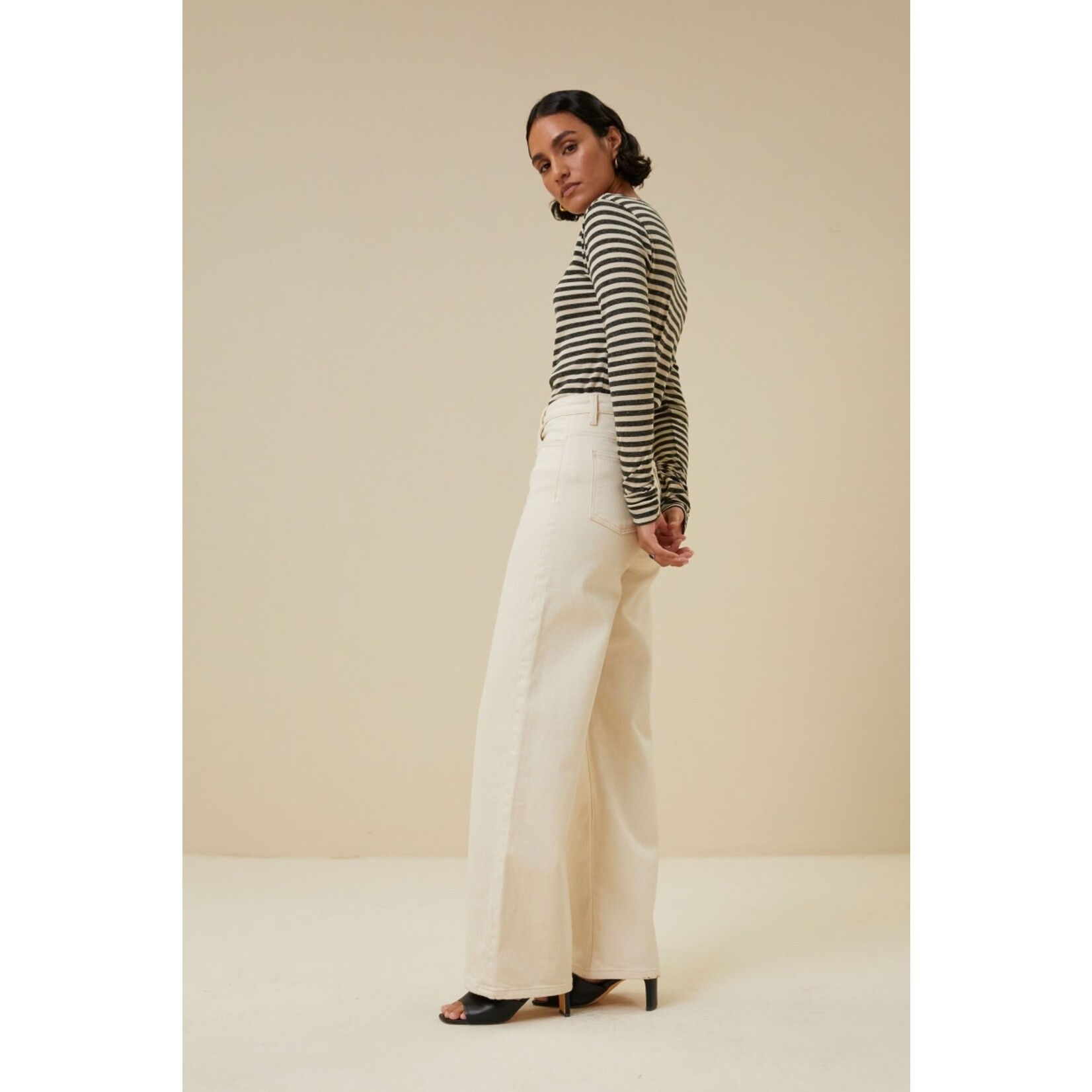 By-Bar Basic ls stripe top Chalk